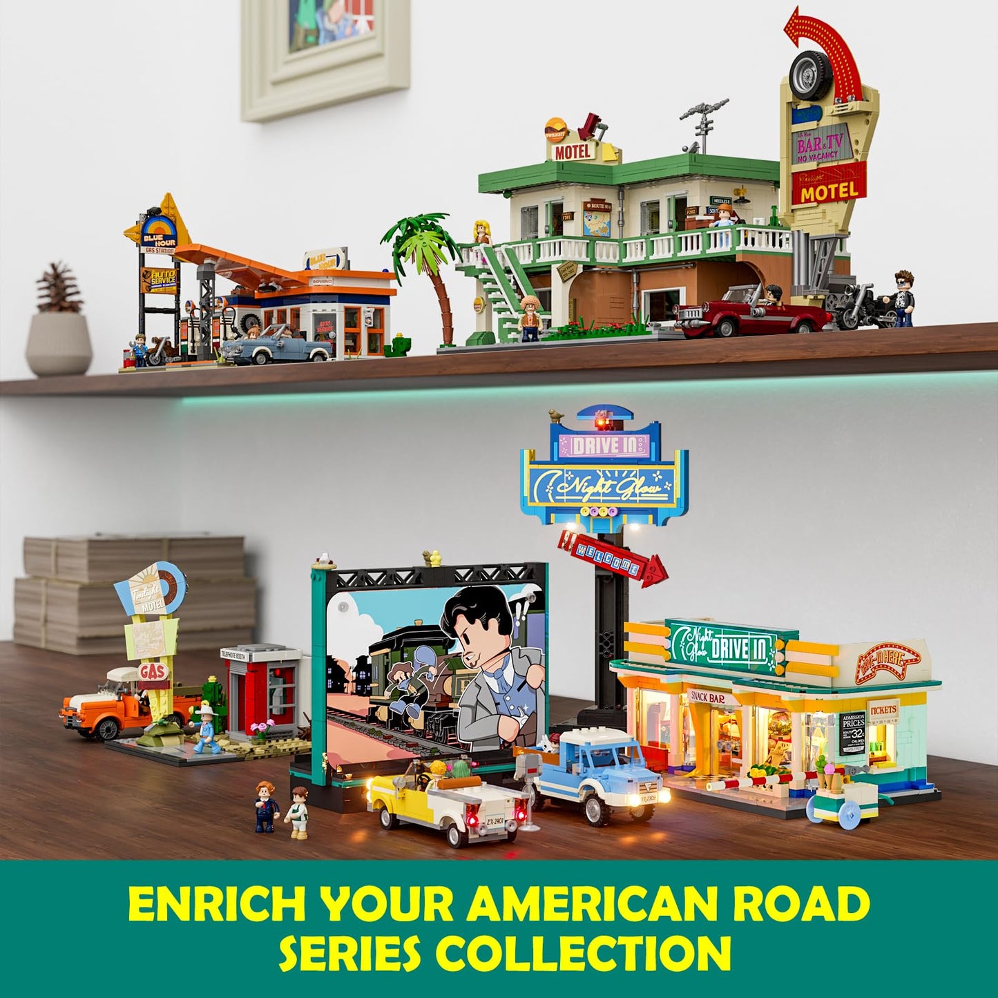 Lumibricks City Drive-in Theater Lighting-Building Set – 1760 Pcs Car Cinema Modular Collection