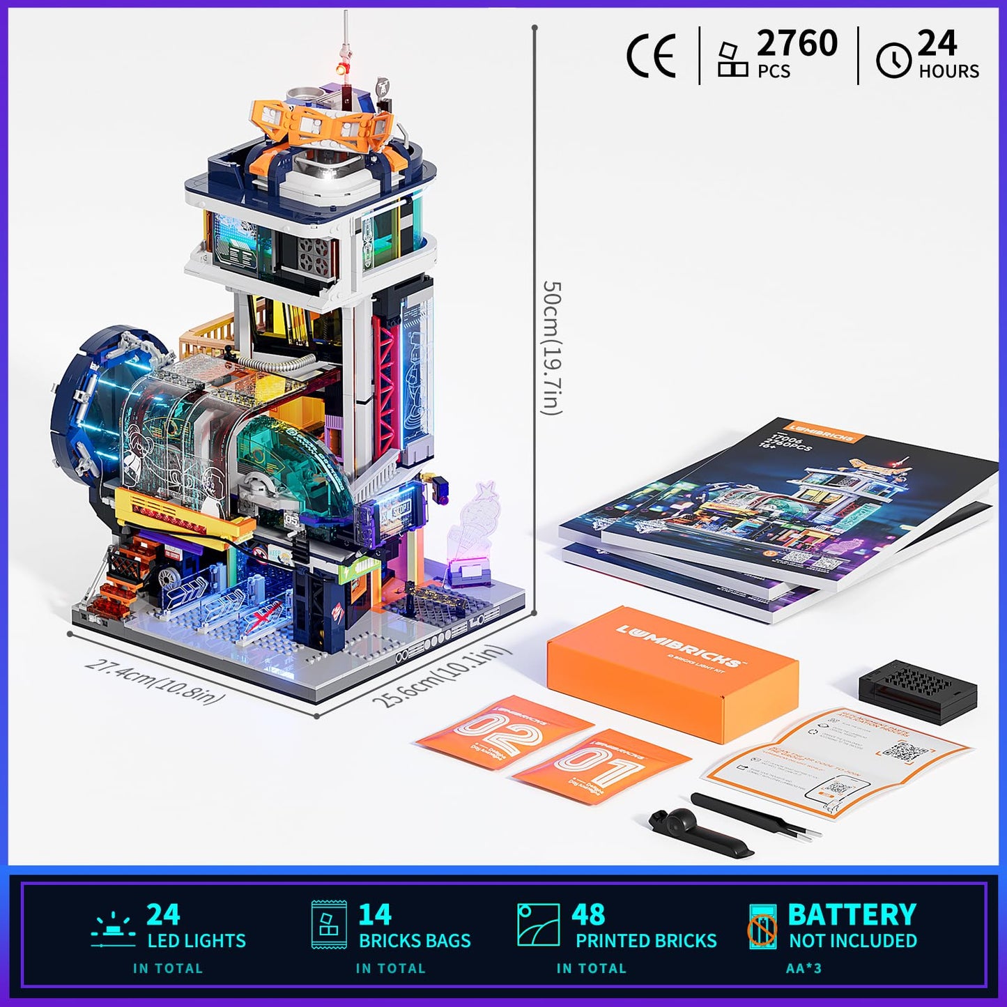 Lumibricks Cyberpunk Floating Train Station Lighting Set | 2760 Pcs