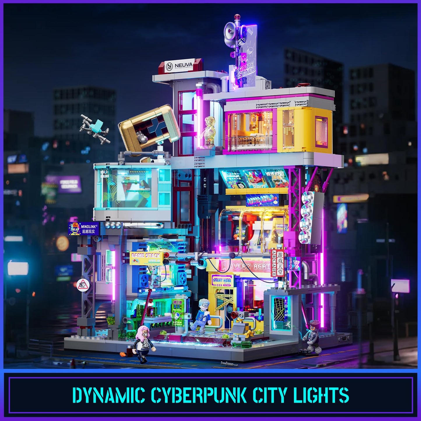 Lumibricks Cyberpunk Game Stack – Neon City LED Display Kit (2580 Pcs)