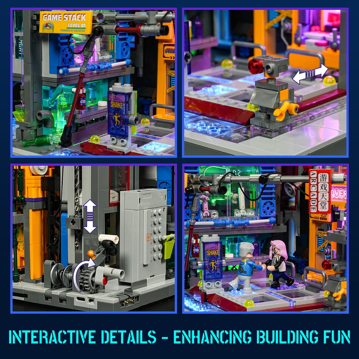 Lumibricks Cyberpunk Game Stack – Neon City LED Display Kit (2580 Pcs)