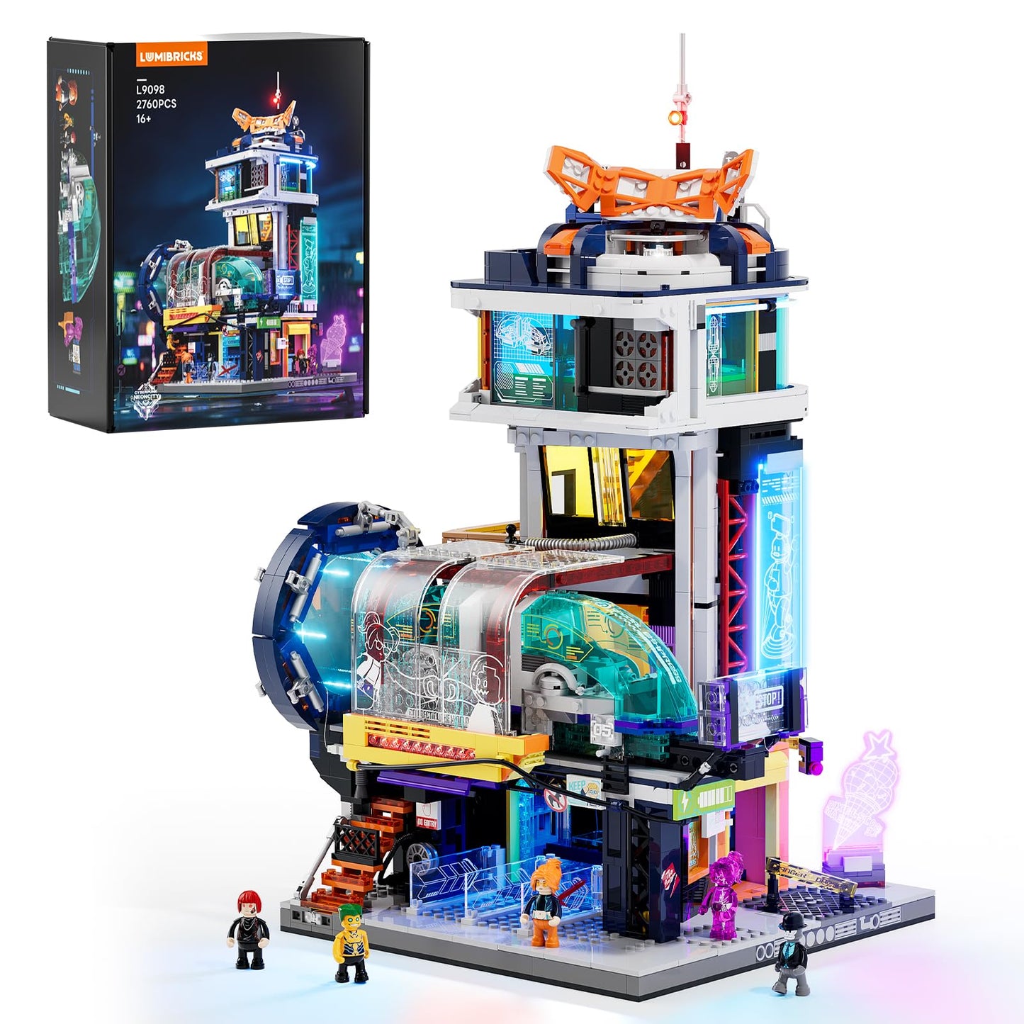 Lumibricks Cyberpunk Floating Train Station Lighting Set | 2760 Pcs