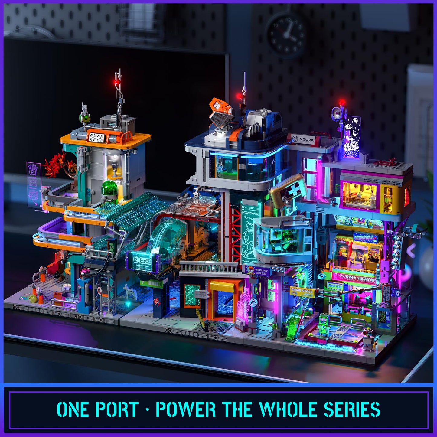 Lumibricks Cyberpunk Game Stack – Neon City LED Display Kit (2580 Pcs)