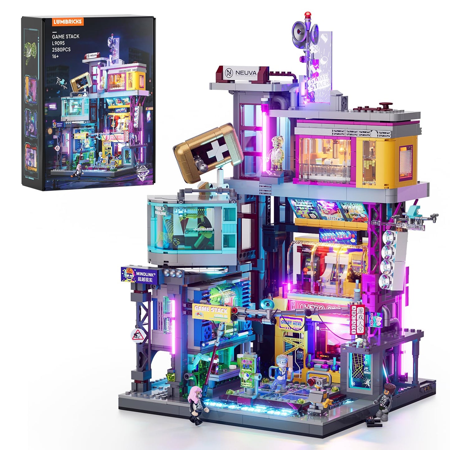 Lumibricks Cyberpunk Game Stack – Neon City LED Display Kit (2580 Pcs)