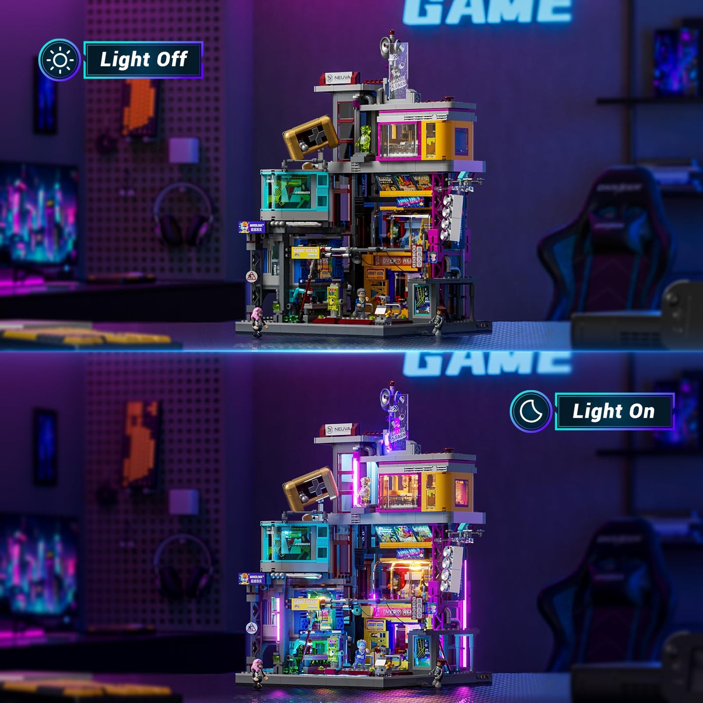 Lumibricks Cyberpunk Game Stack – Neon City LED Display Kit (2580 Pcs)