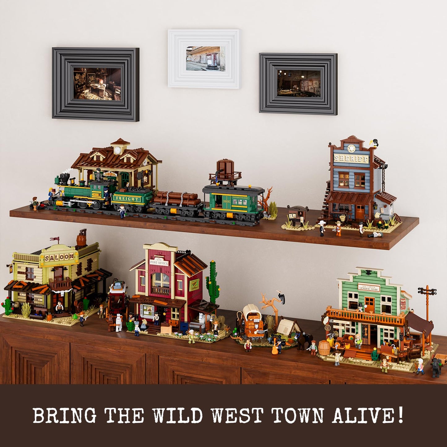 Lumibricks Cowboy Camp Lighting Set – Old West Shelter with Covered Wagon & Horse (542 Pcs)