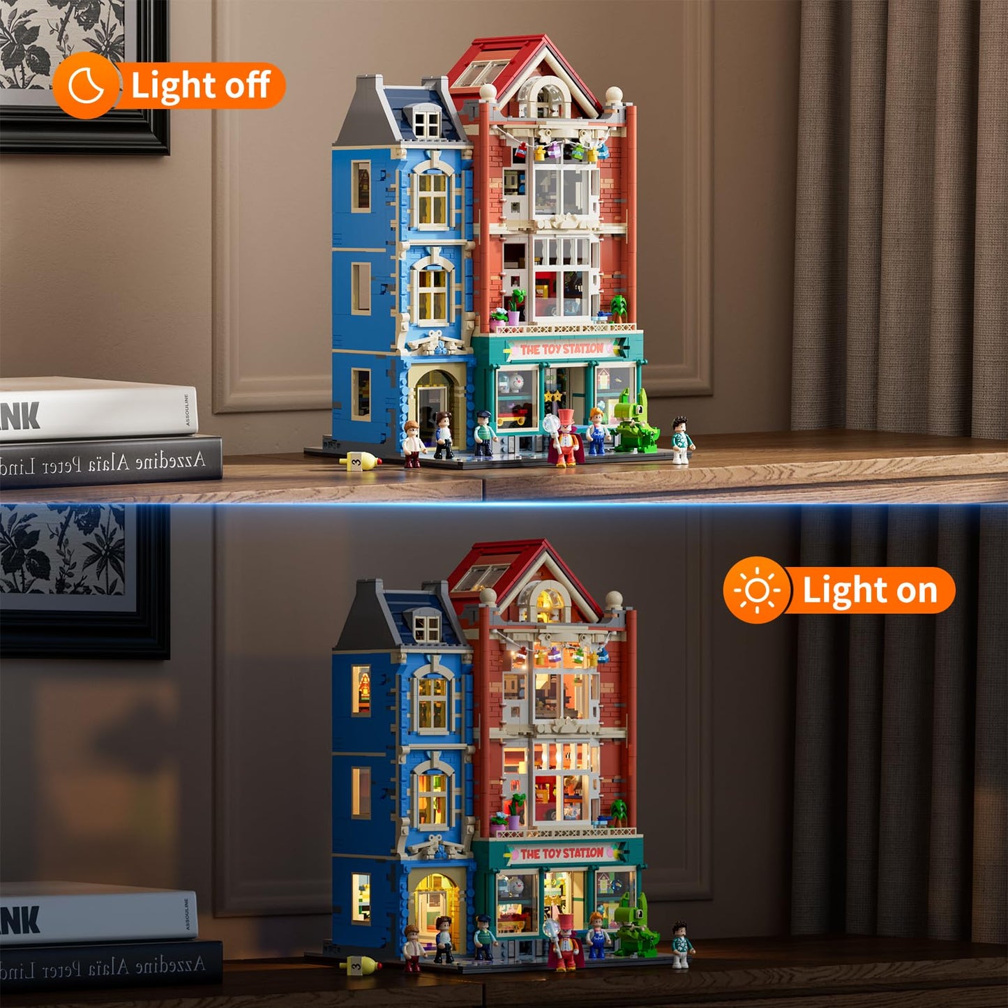 Lumibricks Toy-Store Lighting Building-Bricks Set — City Town Modular Townhouse with LED Display (3086 Pcs)