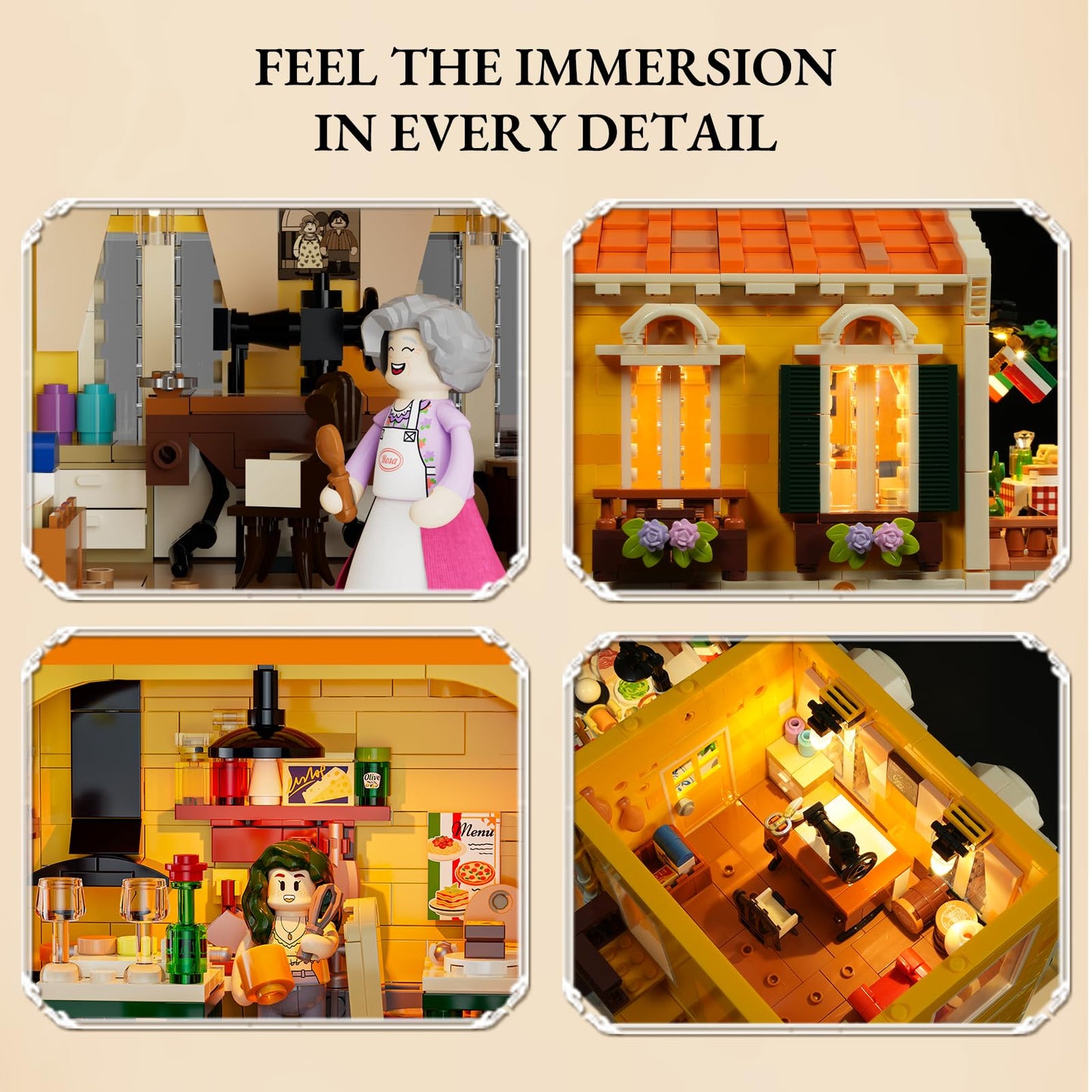 Lumibricks Italian Trattoria Lighting Set – 2868-Piece City Town Modular Build Kit