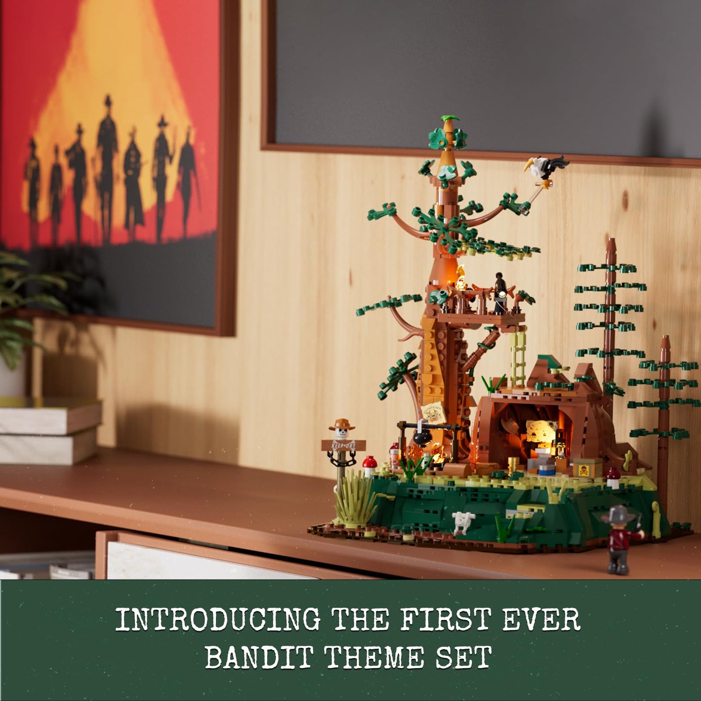 Lumibricks Western Sequoia Bandit Outpost Lighting Building-Bricks Set – 1183 Pcs Collection for Wild West Role Play