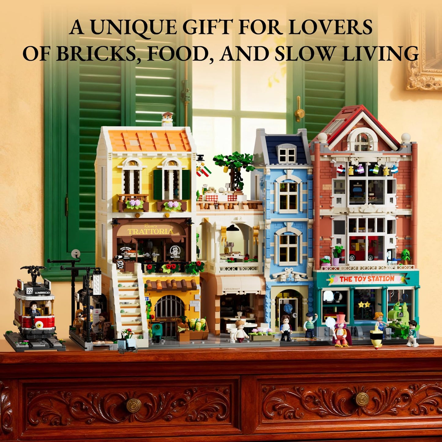 Lumibricks Italian Trattoria Lighting Set – 2868-Piece City Town Modular Build Kit