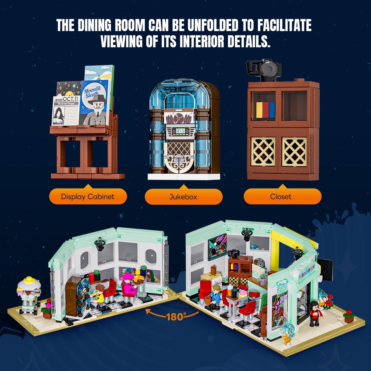 Lumibricks Interstellar Diner Lighting-Building Bricks City Set – 2,188 Pcs, LED Space Car Restaurant