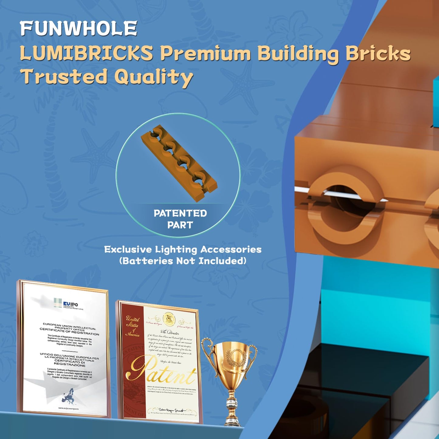 Lumibricks Surf Shop Lighting Building Bricks Set – Coast Club Modular Collection with LED and Minifigures (1752 Pcs)