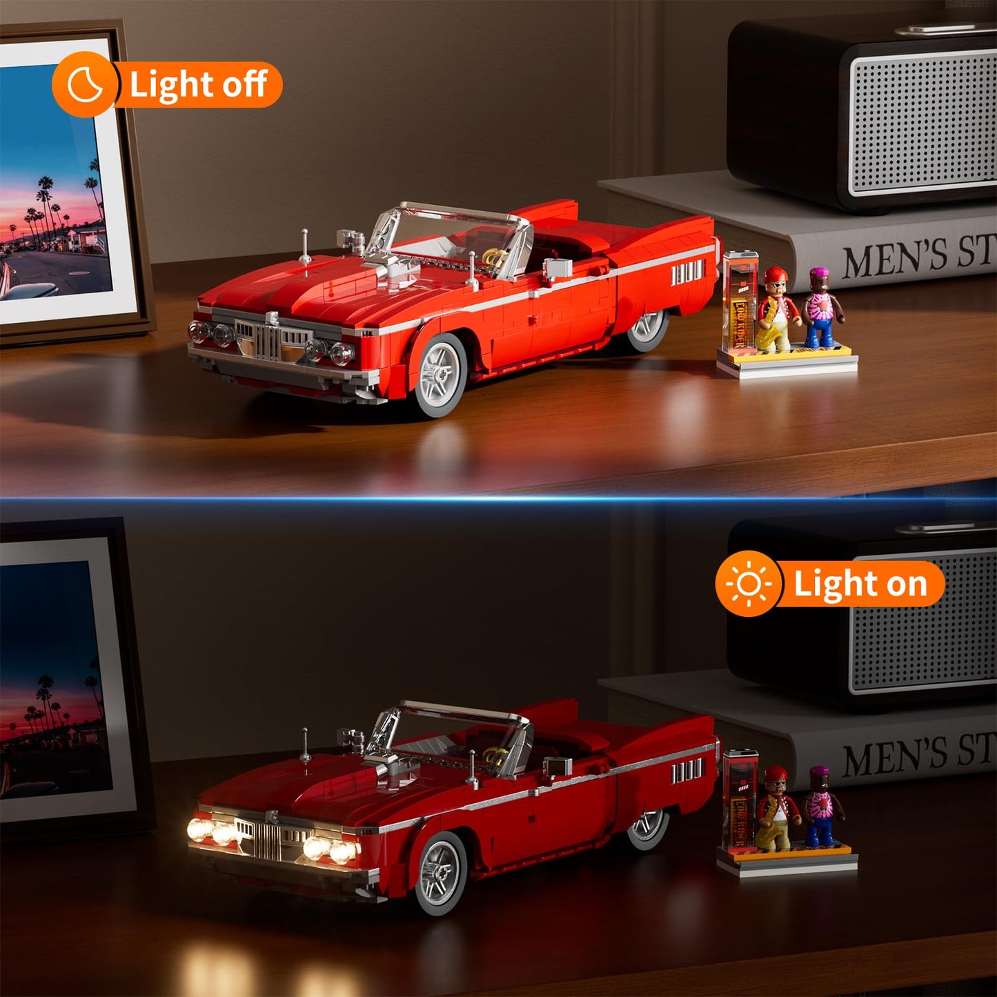Lumibricks Low Rider Big Red Car Building Set – 969 Pcs, Lighting Model