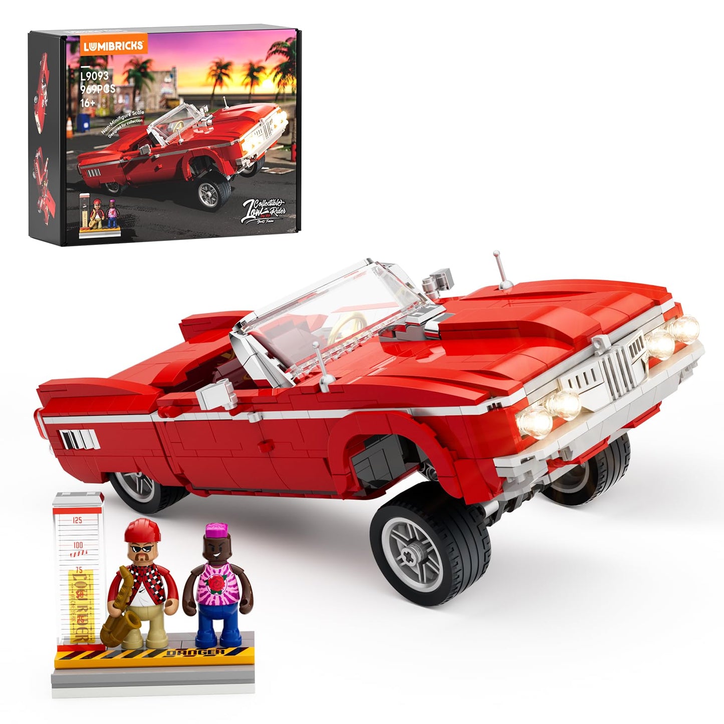 Lumibricks Low Rider Big Red Car Building Set – 969 Pcs, Lighting Model