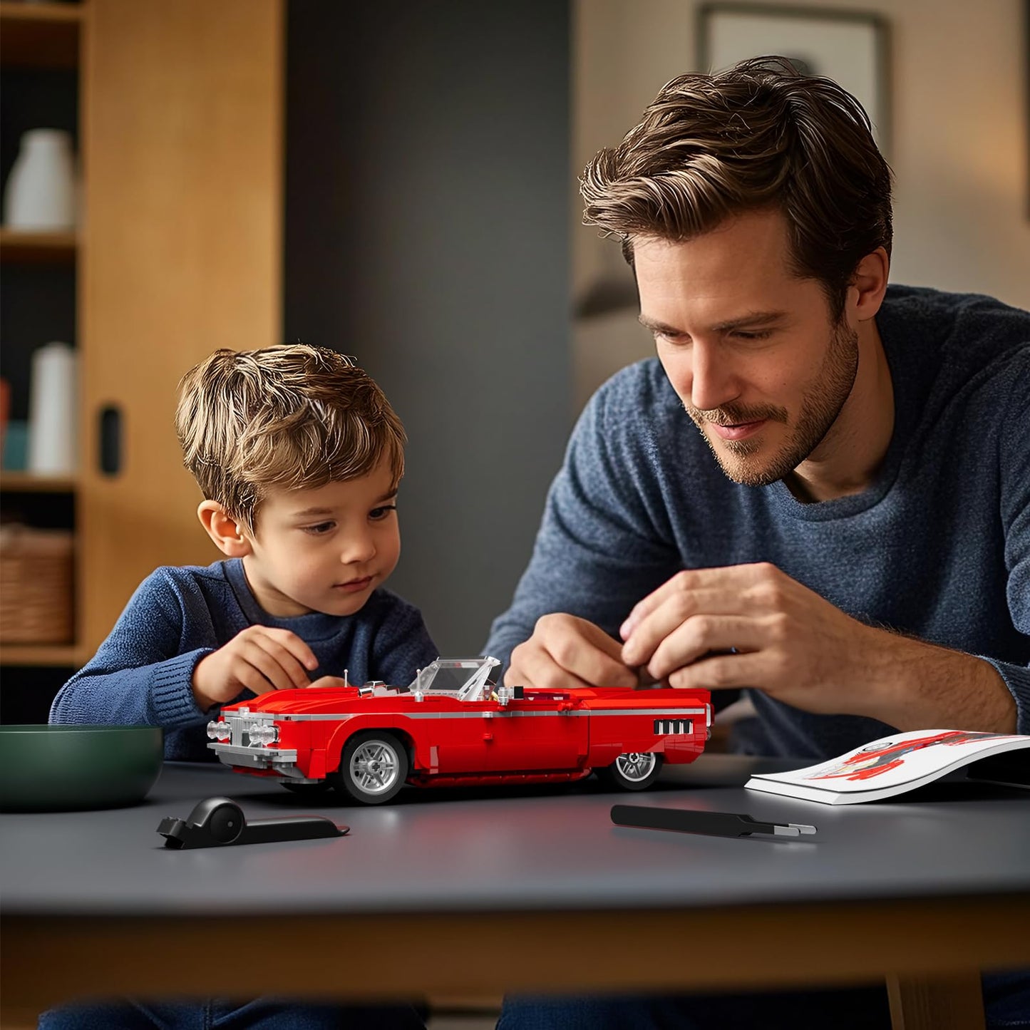 Lumibricks Low Rider Big Red Car Building Set – 969 Pcs, Lighting Model