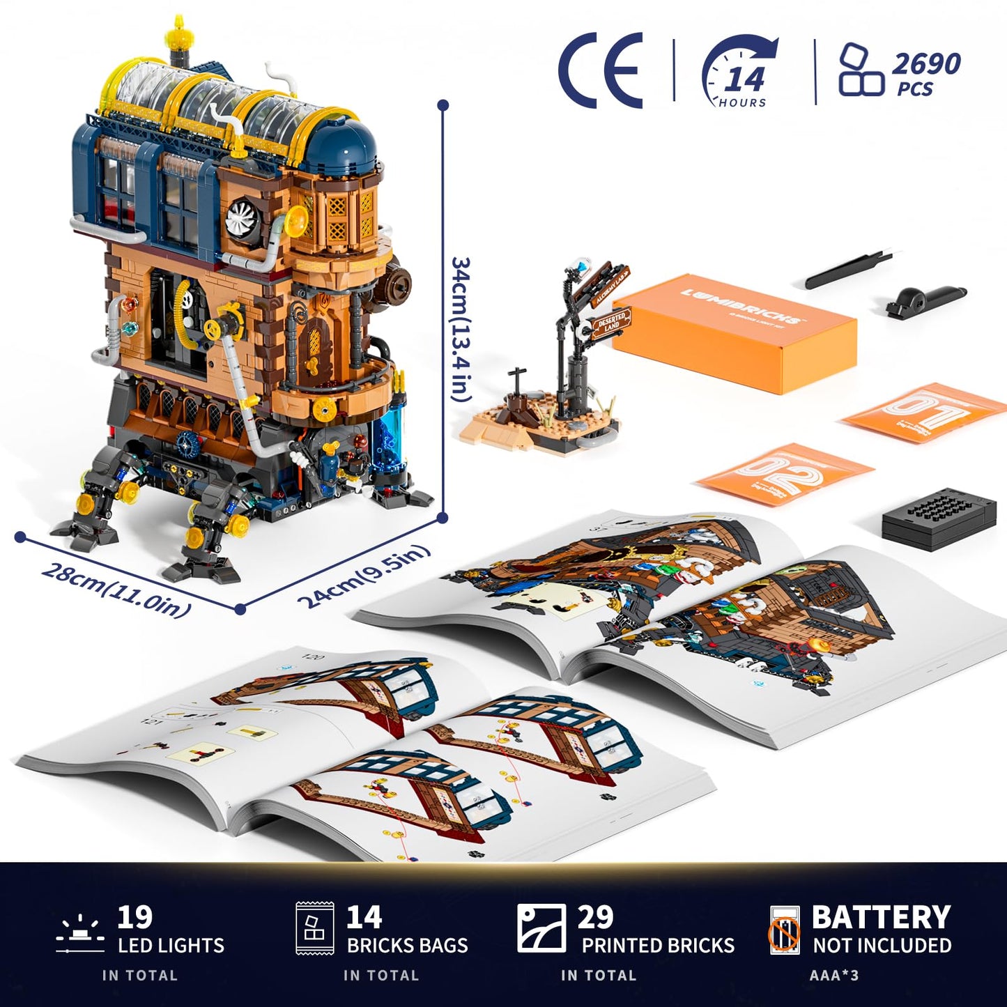Lumibricks Mecha-Alchemist Moving Castle – 2690 Pcs Gearwerk Lab Display