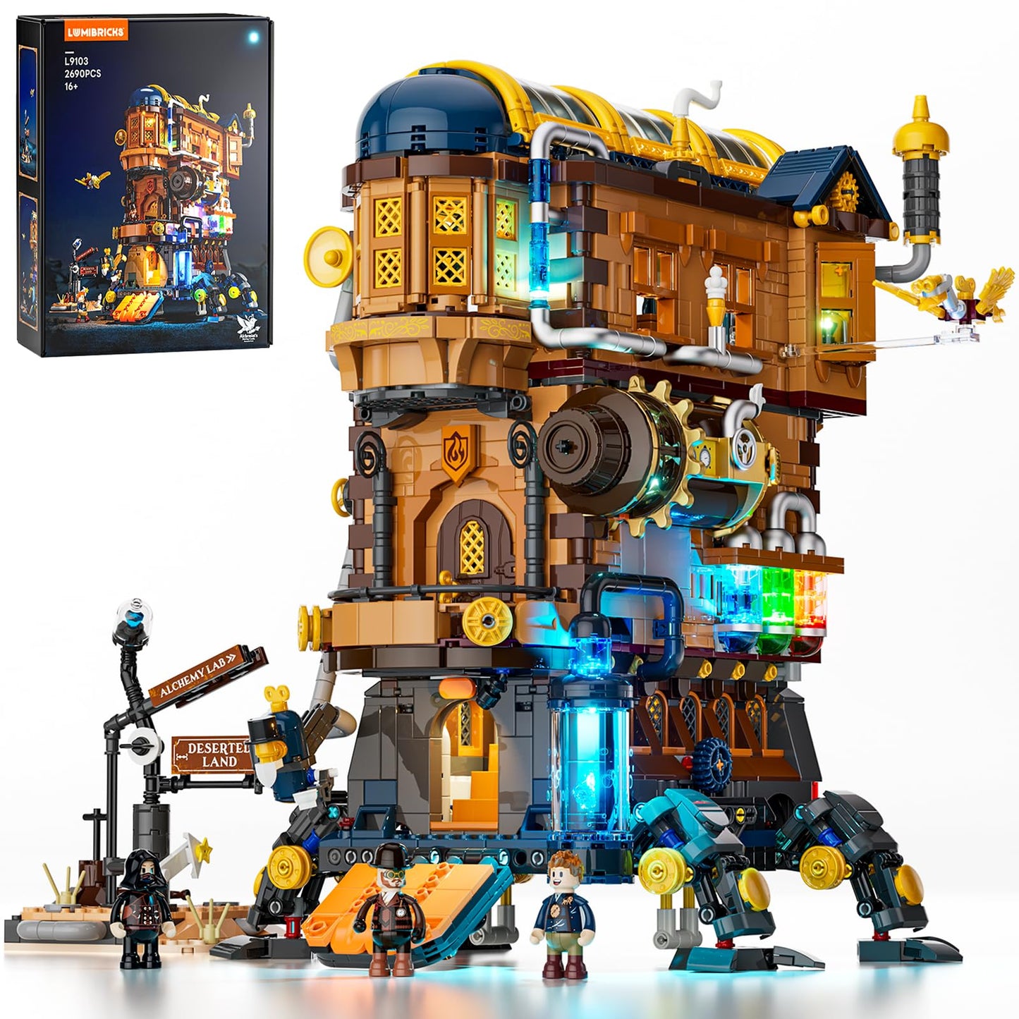 Lumibricks Mecha-Alchemist Moving Castle – 2690 Pcs Gearwerk Lab Display