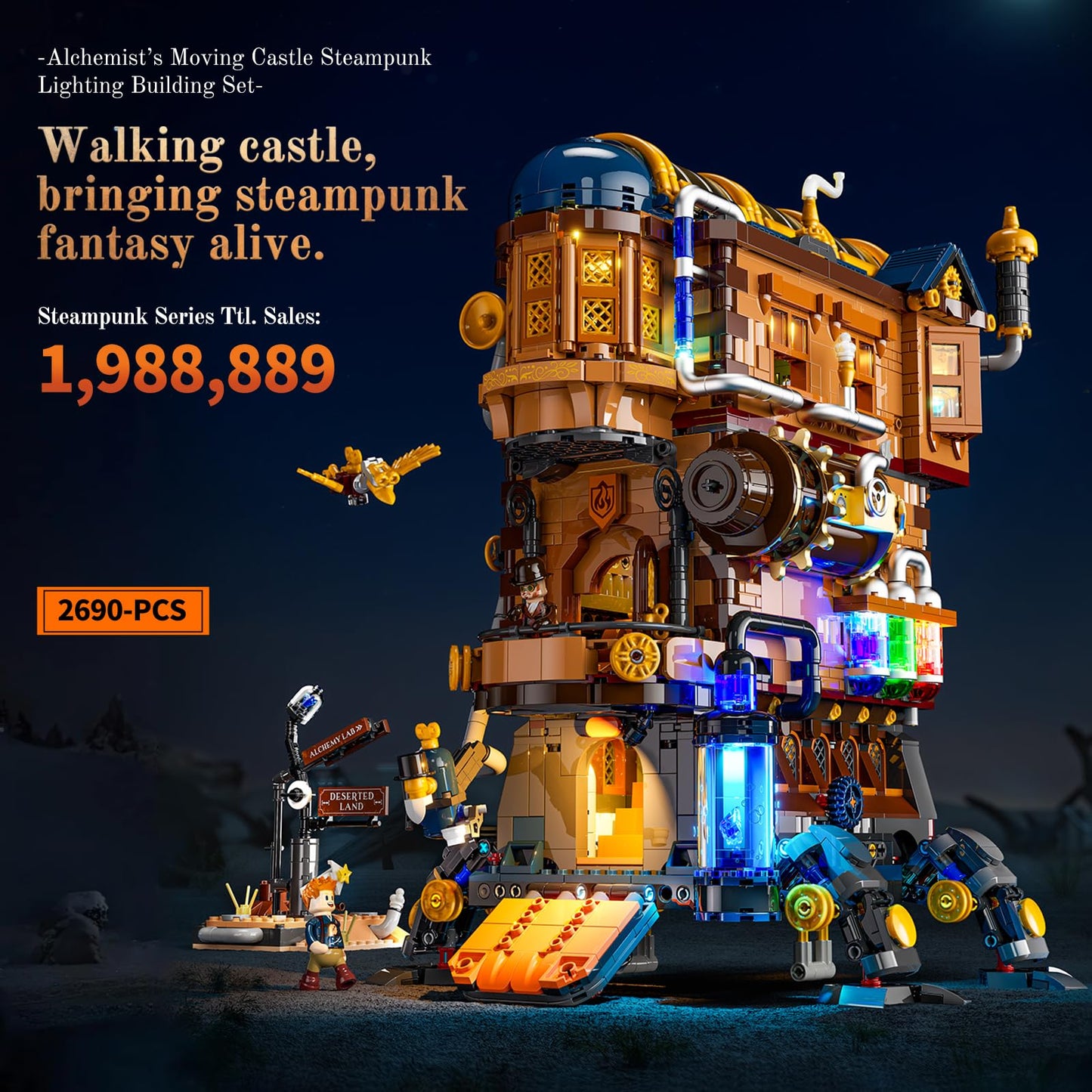 Lumibricks Mecha-Alchemist Moving Castle – 2690 Pcs Gearwerk Lab Display