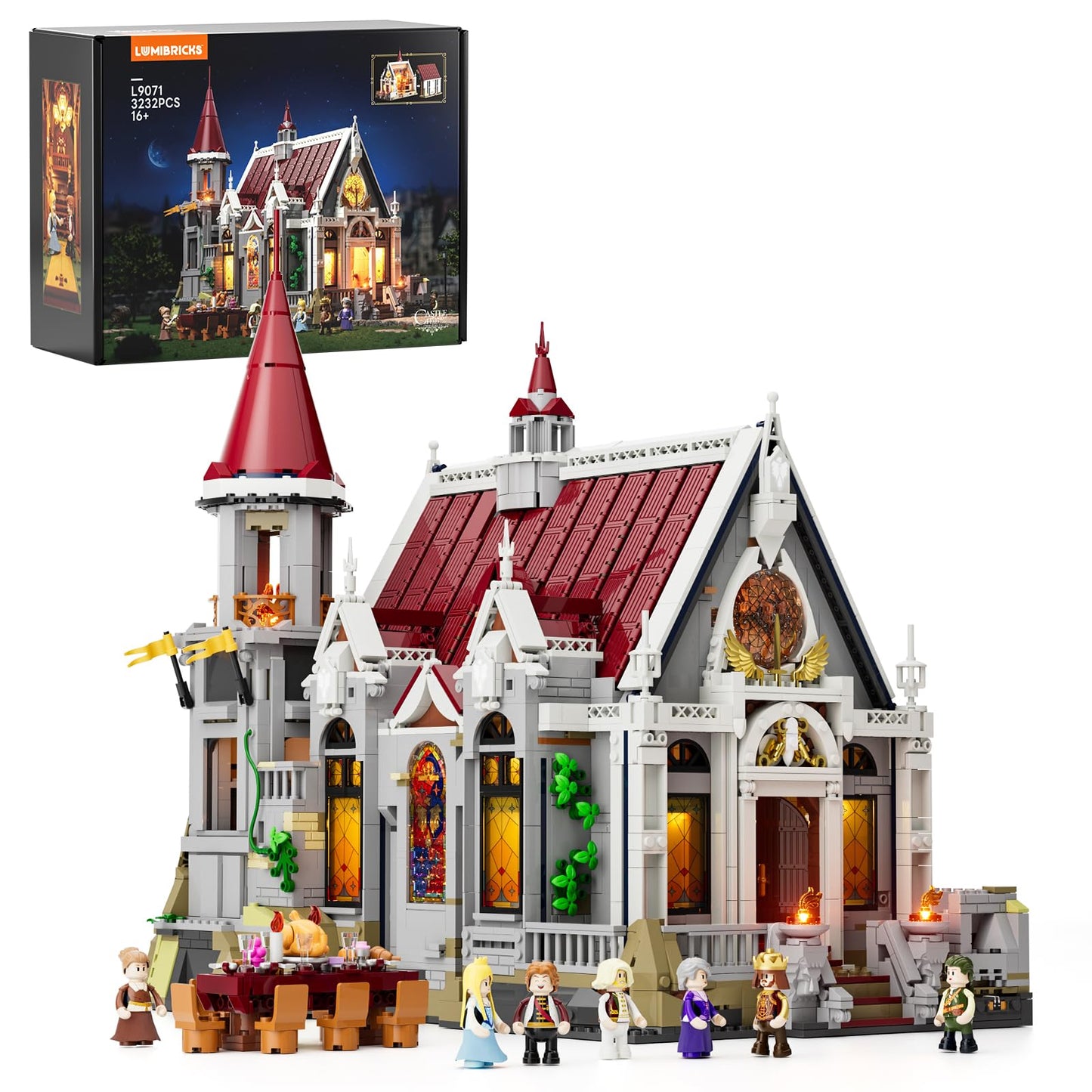 Lumibricks Medieval Castle Banquet Hall Lighting Set – 3,232 Pcs with Minifigures