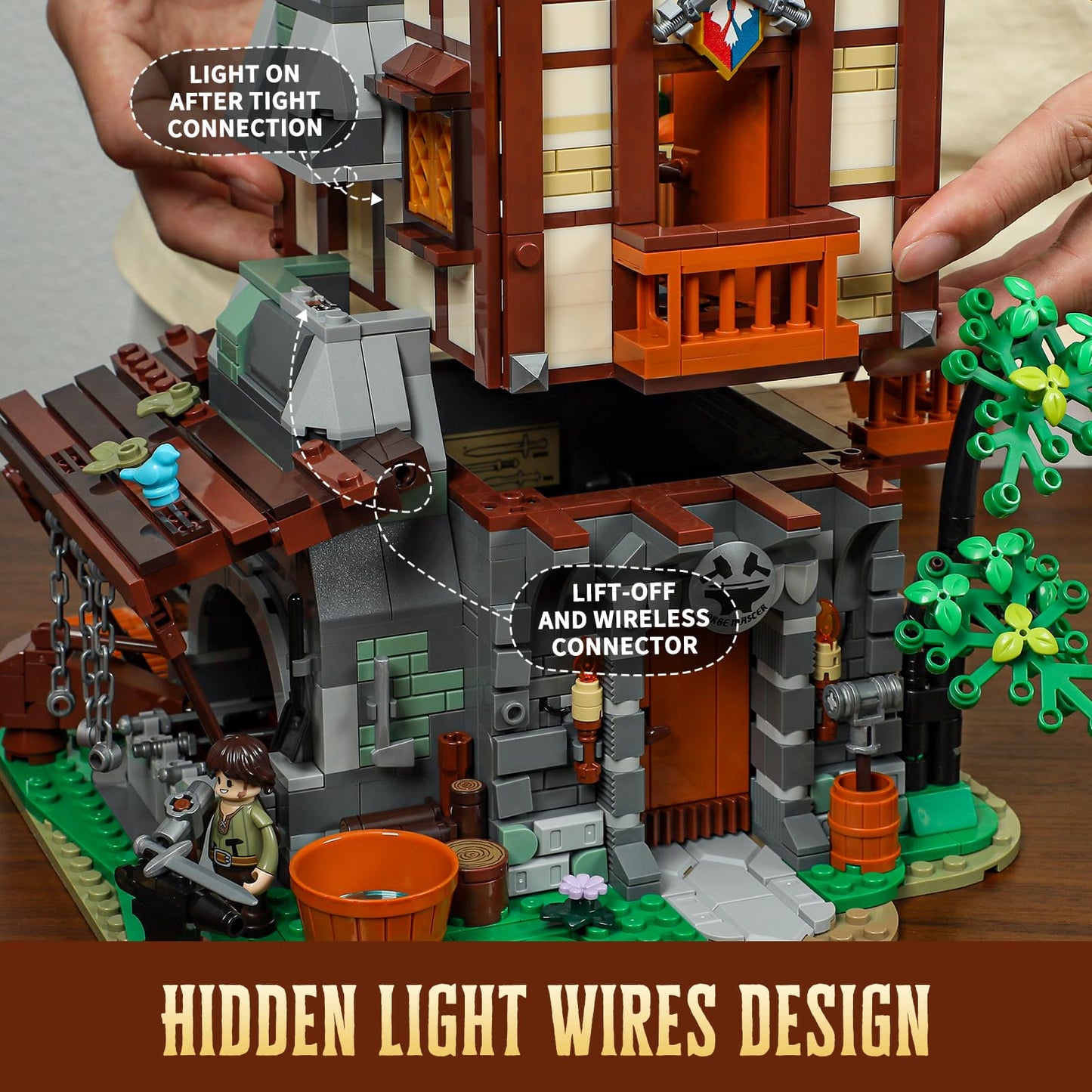 Lumibricks Medieval Forge House Lighting Set | 1595-Piece Blacksmith Building Kit with LED Lights