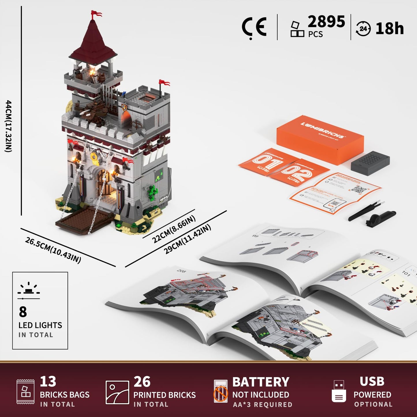 Lumibricks Medieval Castle Armory Lighting Building Kit – 2895 Pcs for Adults & Teens