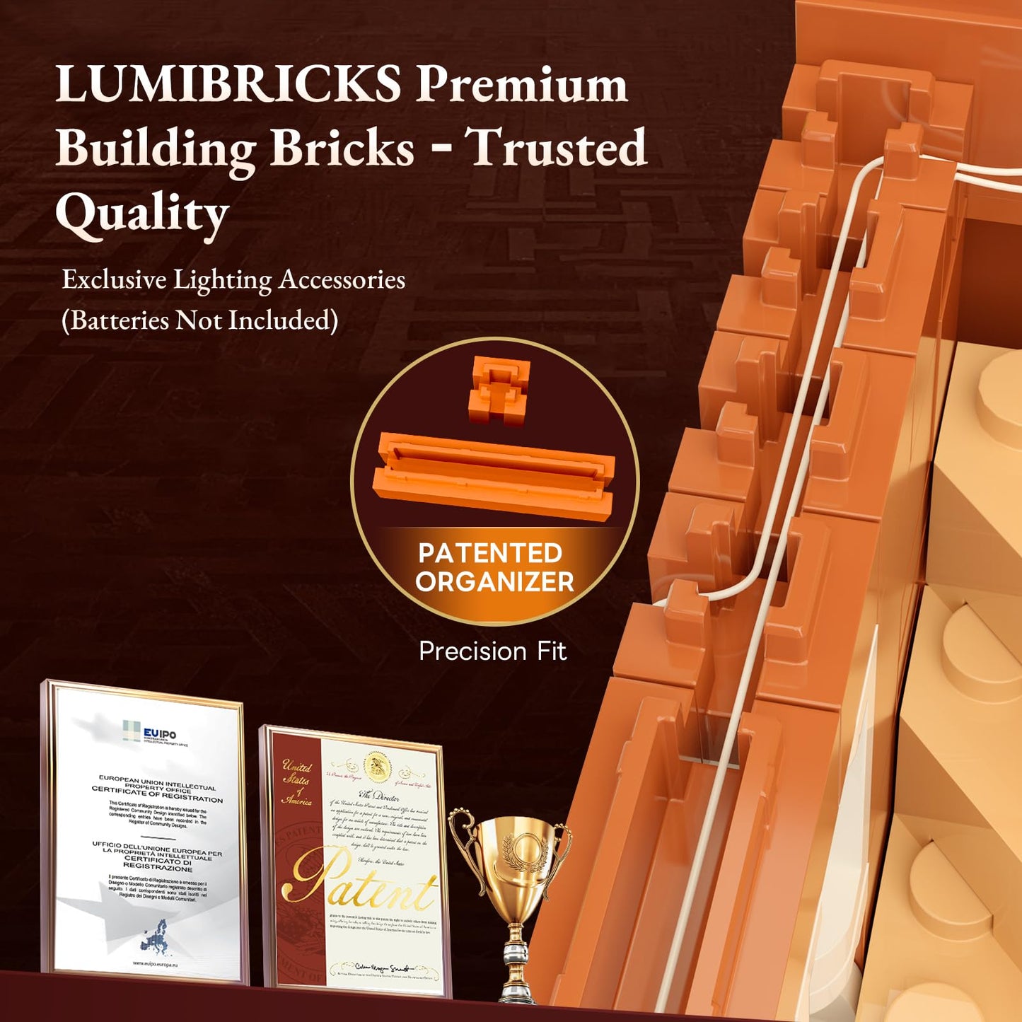 Lumibricks Redbrick Row House Lighting Set – 2,663 Bricks, LED City Town Modular Building Kit