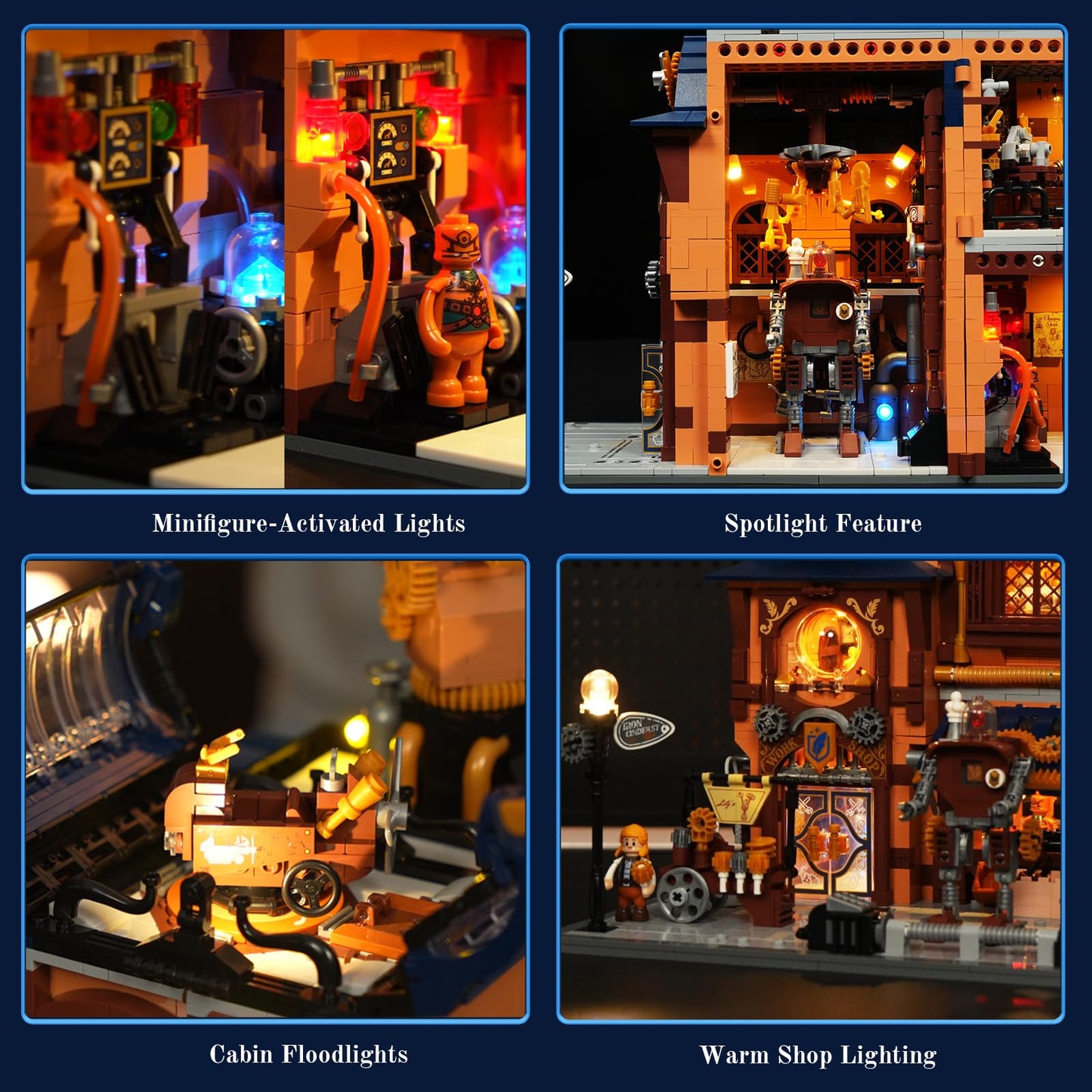 Lumibricks Sky-Lane Repair Shop: 2006-Piece Steampunk Lighting Building Set | Aeronauts Collection