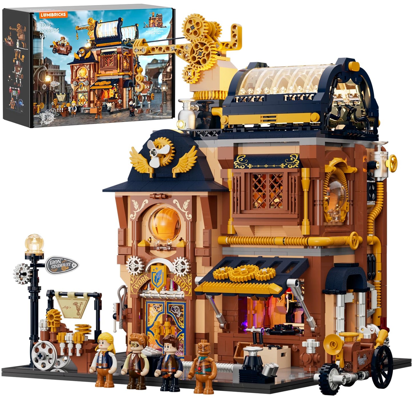 Lumibricks Sky-Lane Repair Shop: 2006-Piece Steampunk Lighting Building Set | Aeronauts Collection