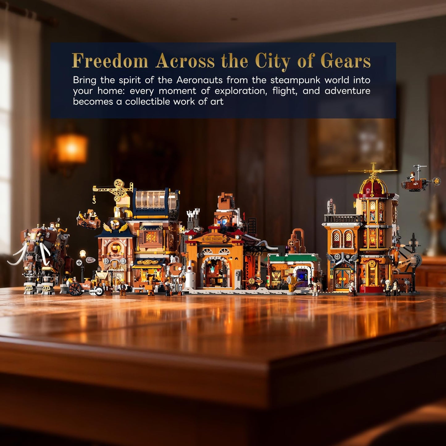 Lumibricks Sky-Lane Repair Shop: 2006-Piece Steampunk Lighting Building Set | Aeronauts Collection
