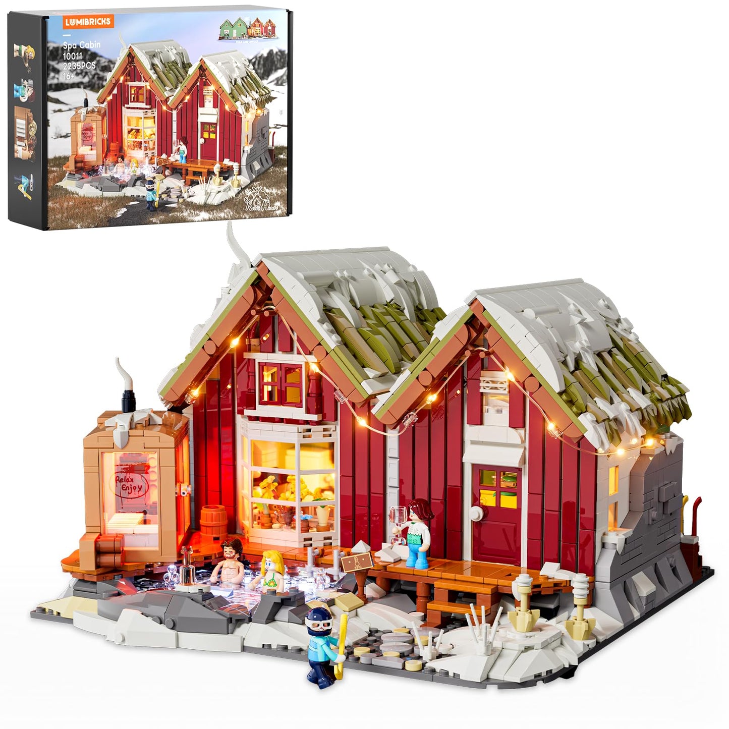 Lumibricks Spa-Cabin Winter Lighting Building Set – 2235 Pcs LED Christmas Village Model