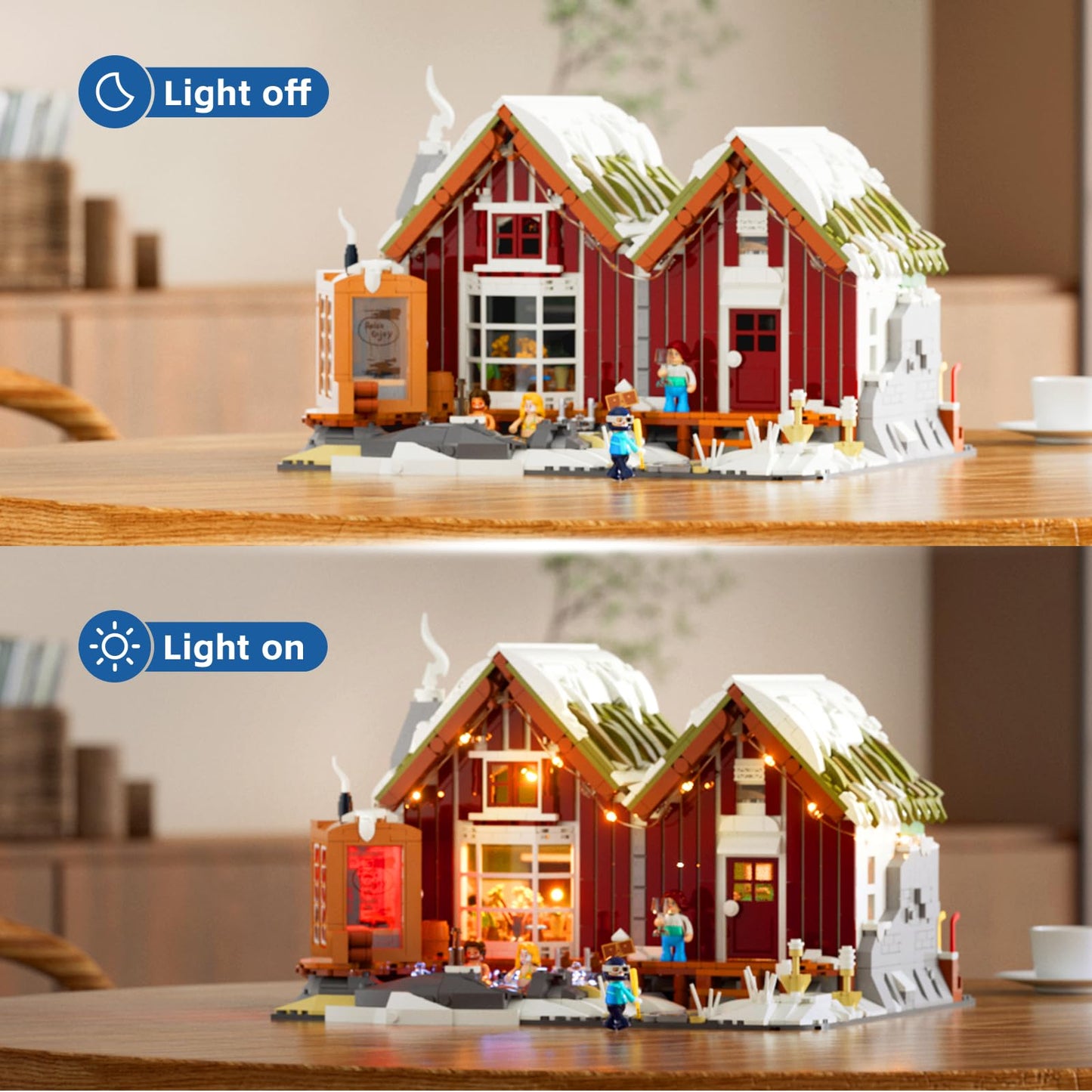Lumibricks Spa-Cabin Winter Lighting Building Set – 2235 Pcs LED Christmas Village Model