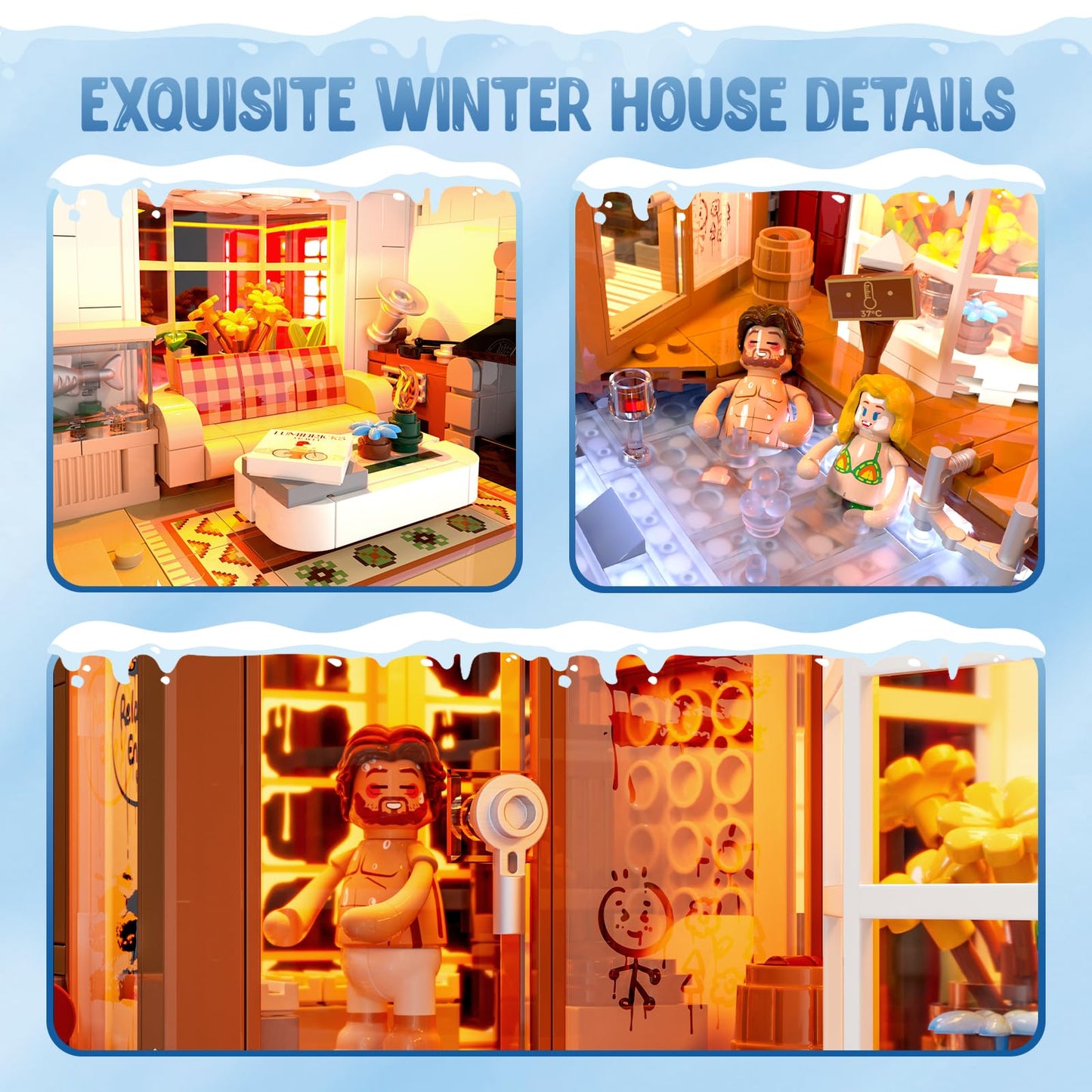 Lumibricks Spa-Cabin Winter Lighting Building Set – 2235 Pcs LED Christmas Village Model