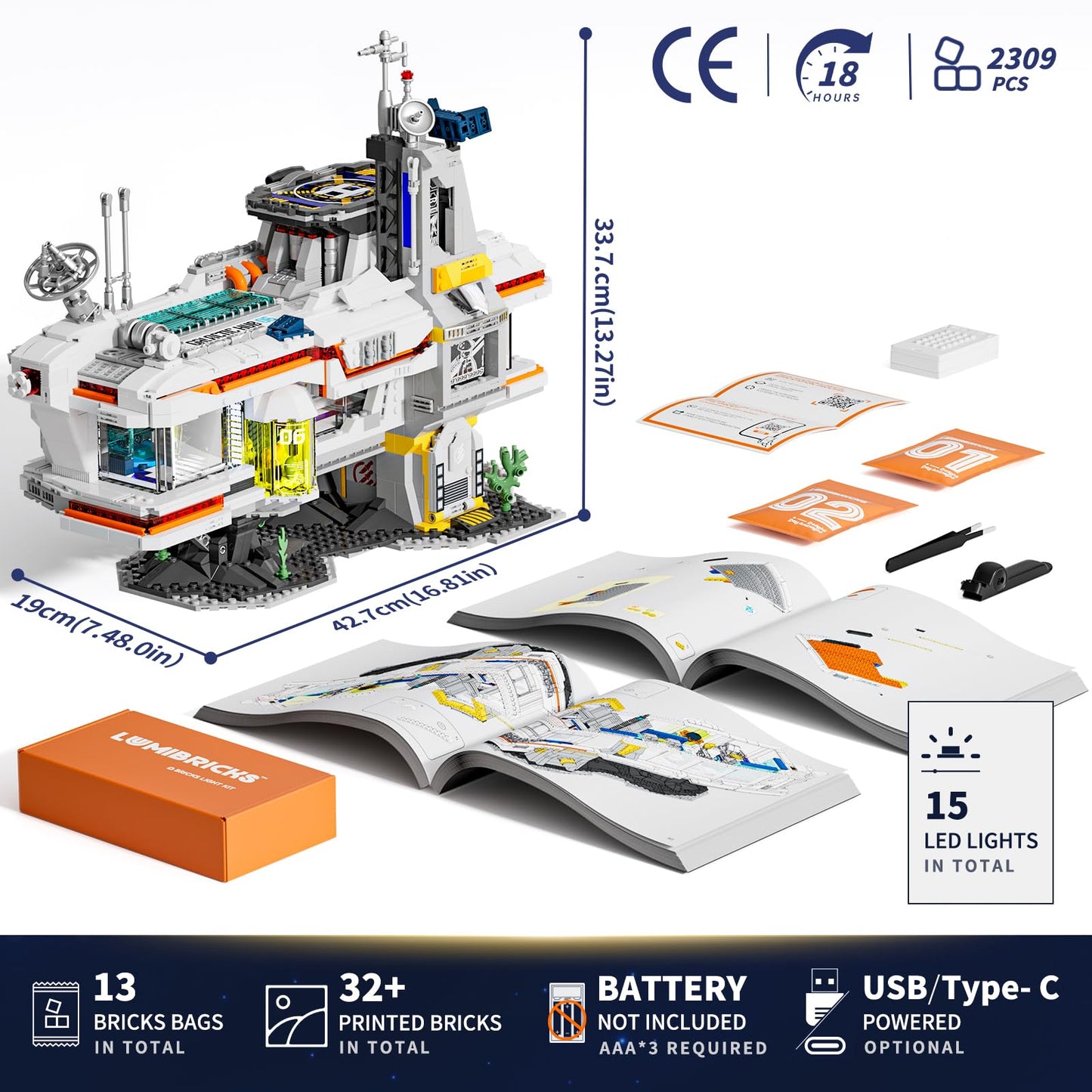 Lumibricks Space Bounty Hub Lighting Bricks Set – Futuristic Alien Cyberpunk Display (2309 Pcs)