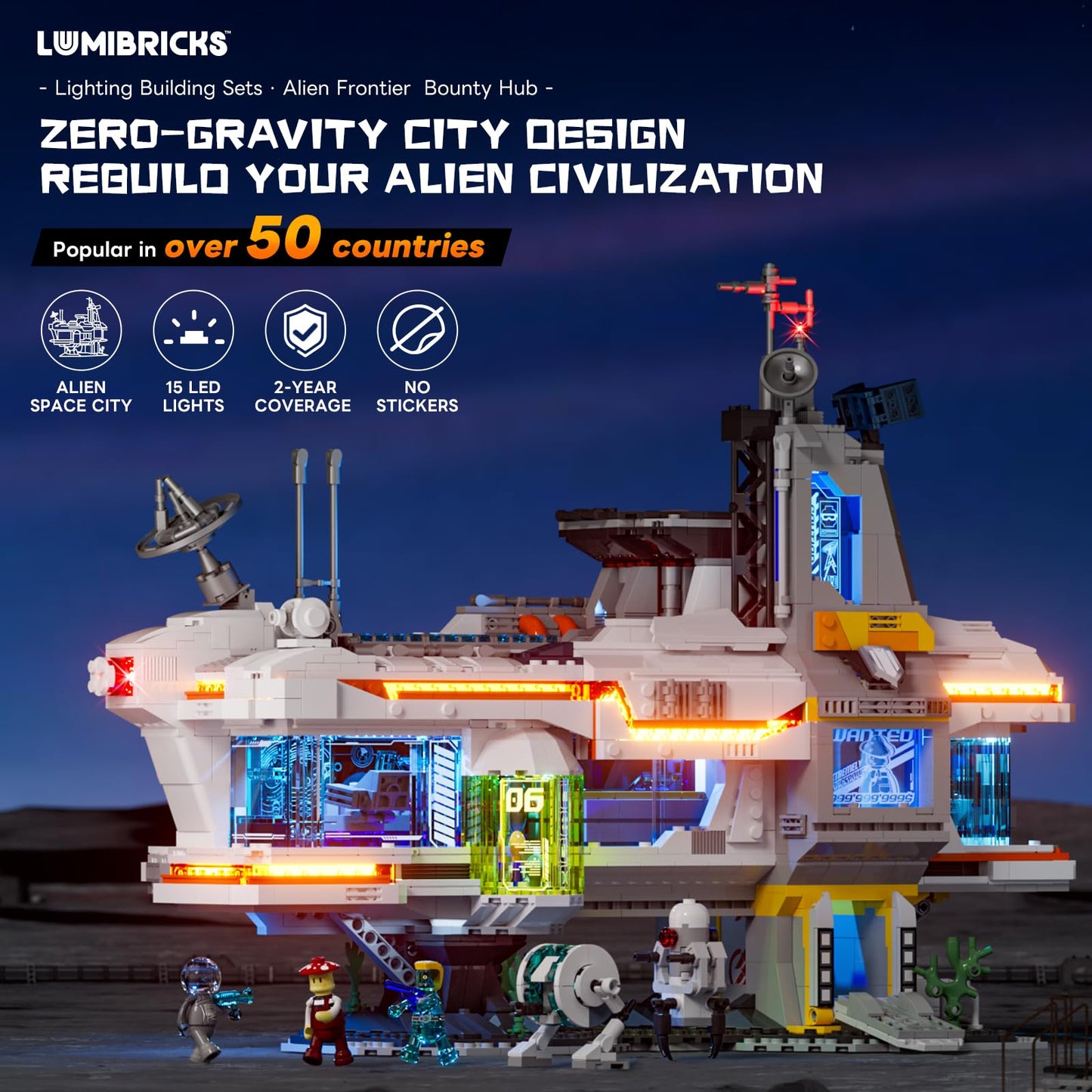 Lumibricks Space Bounty Hub Lighting Bricks Set – Futuristic Alien Cyberpunk Display (2309 Pcs)