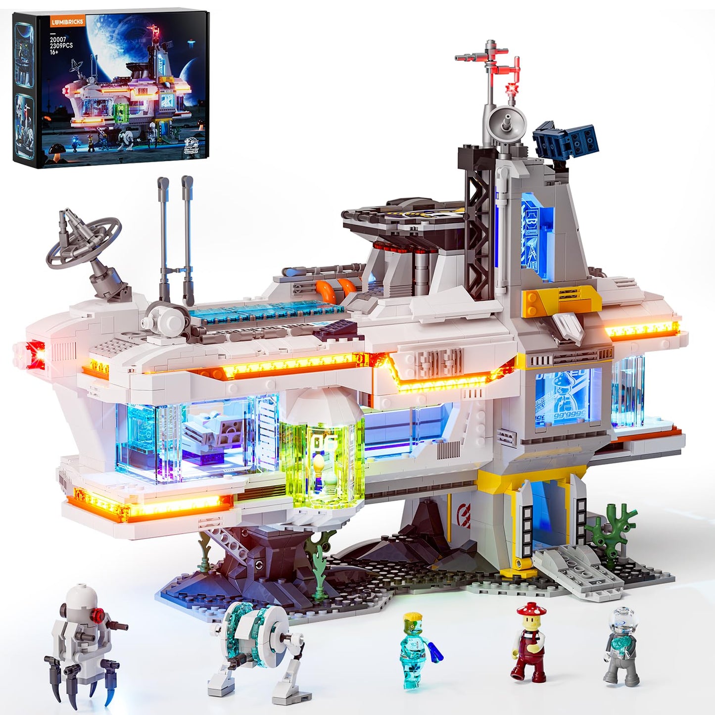 Lumibricks Space Bounty Hub Lighting Bricks Set – Futuristic Alien Cyberpunk Display (2309 Pcs)