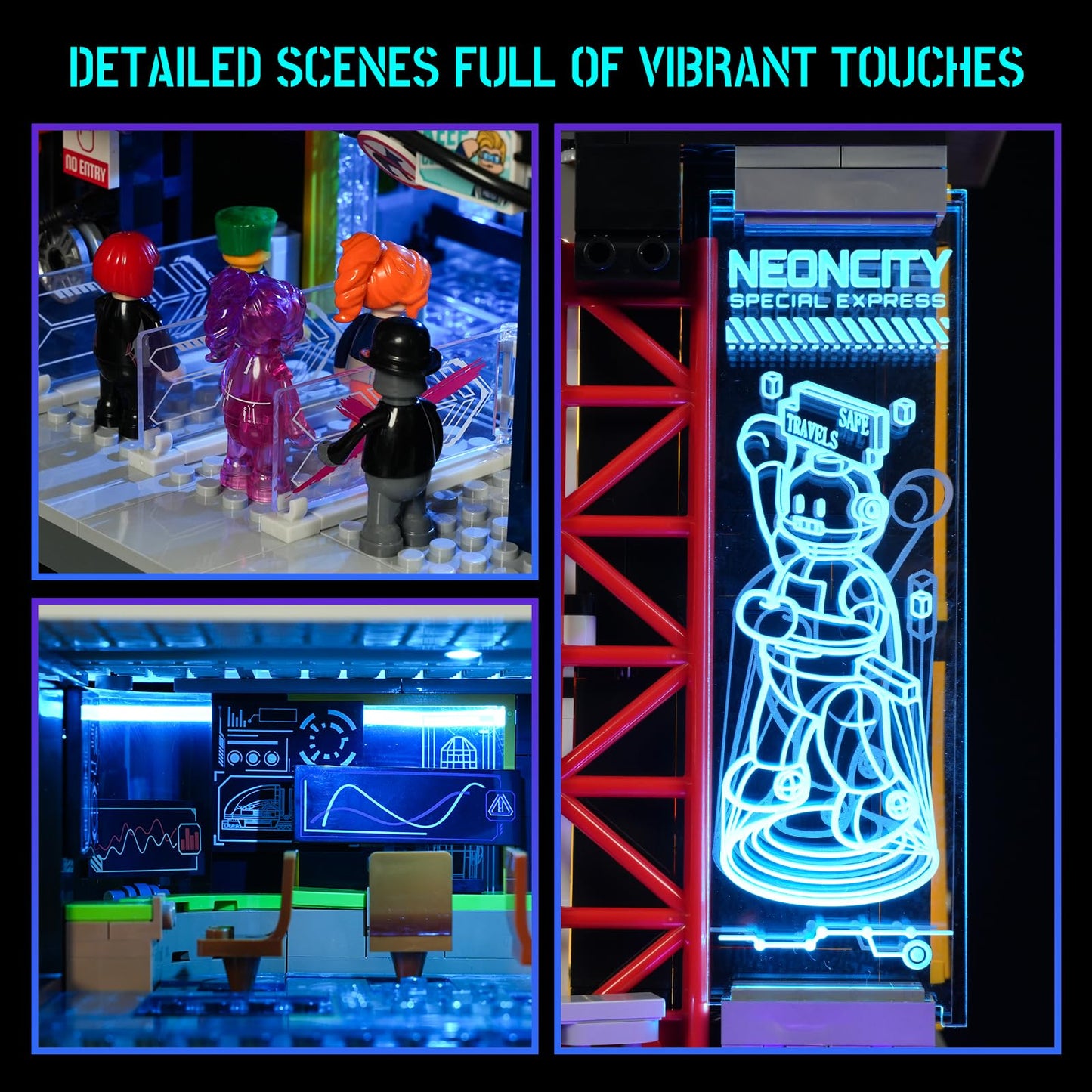 Lumibricks Cyberpunk Floating Train Station Lighting Set | 2760 Pcs