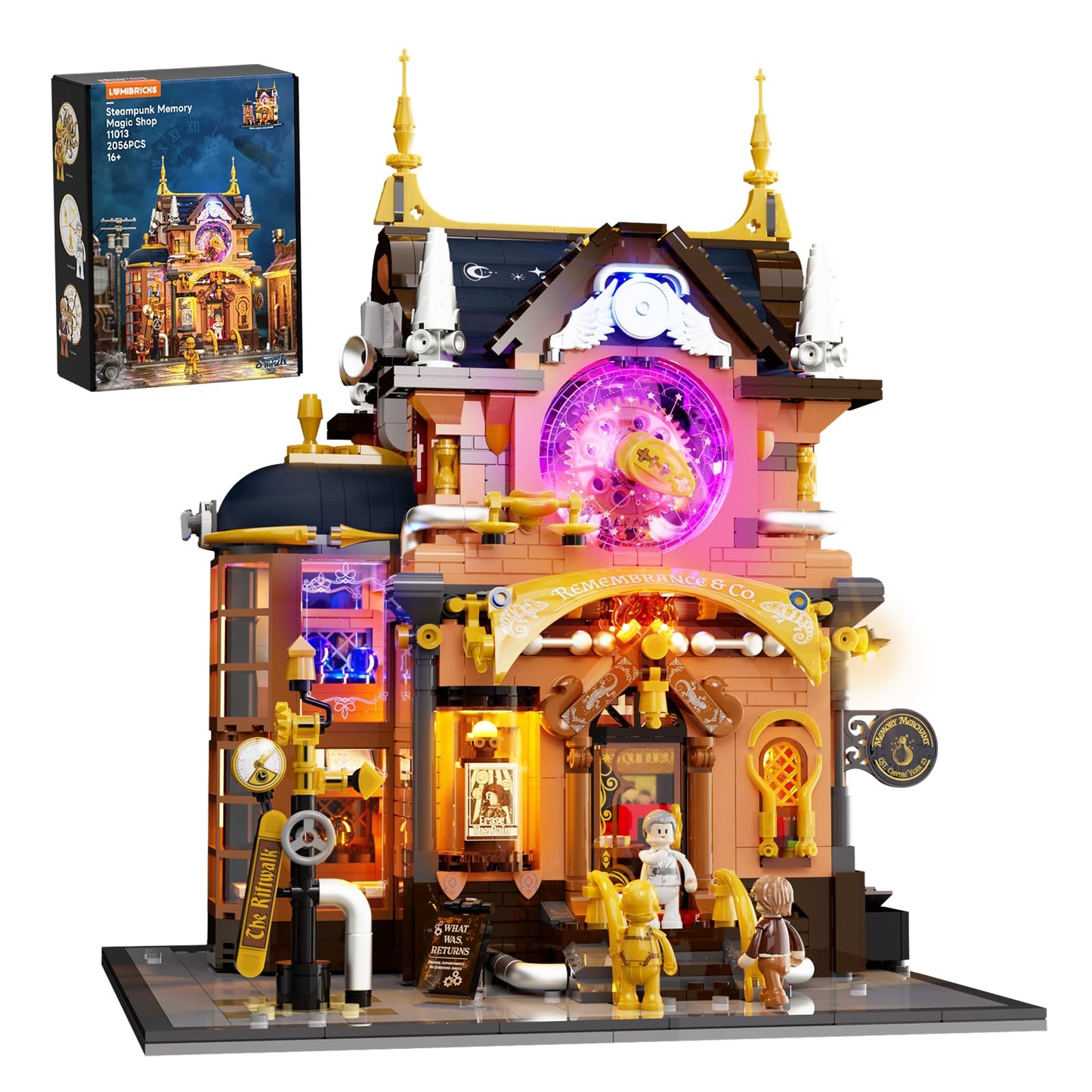 Lumibricks Steampunk Memory Magic Shop Lighting Set – 2056 Pcs, Chrono Custodians