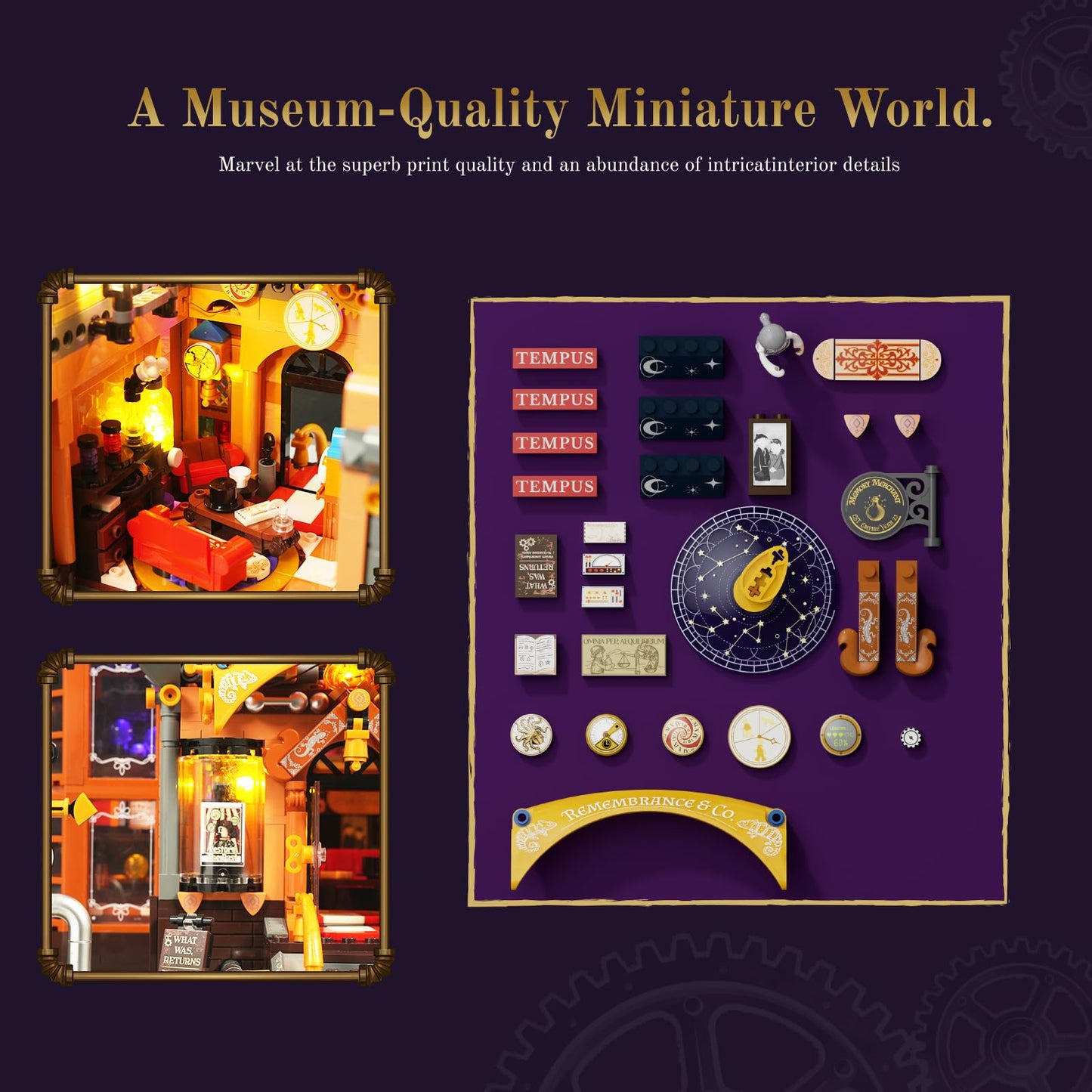 Lumibricks Steampunk Memory Magic Shop Lighting Set – 2056 Pcs, Chrono Custodians