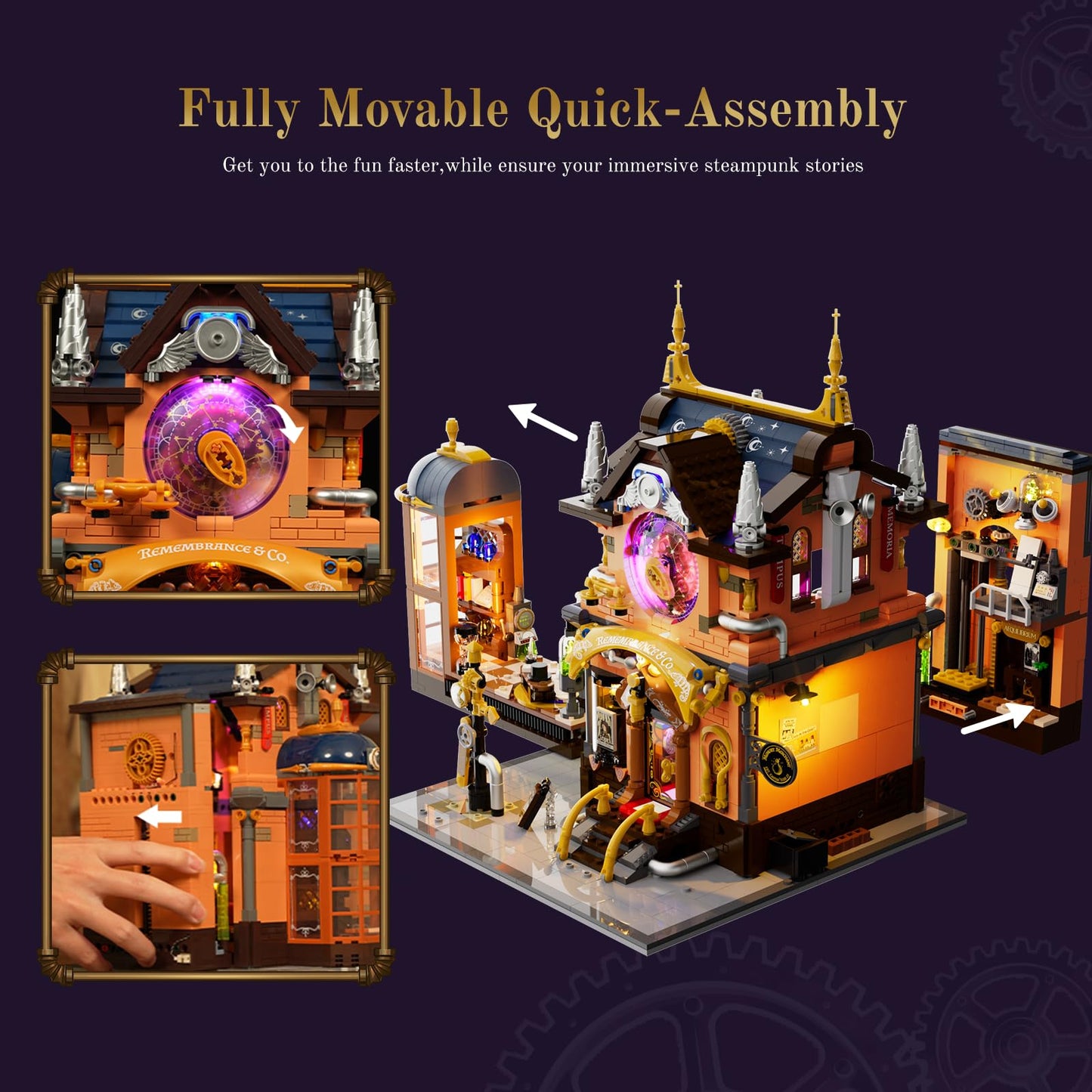 Lumibricks Steampunk Memory Magic Shop Lighting Set – 2056 Pcs, Chrono Custodians