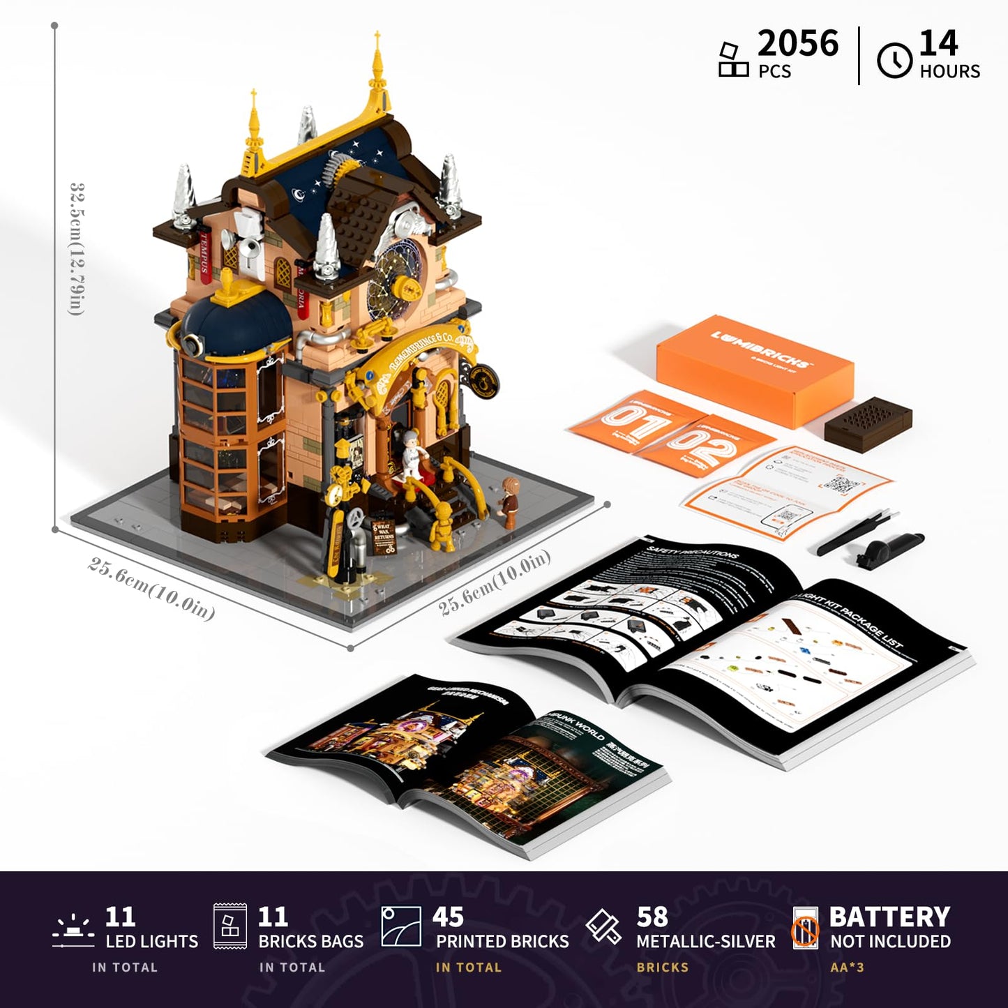 Lumibricks Steampunk Memory Magic Shop Lighting Set – 2056 Pcs, Chrono Custodians