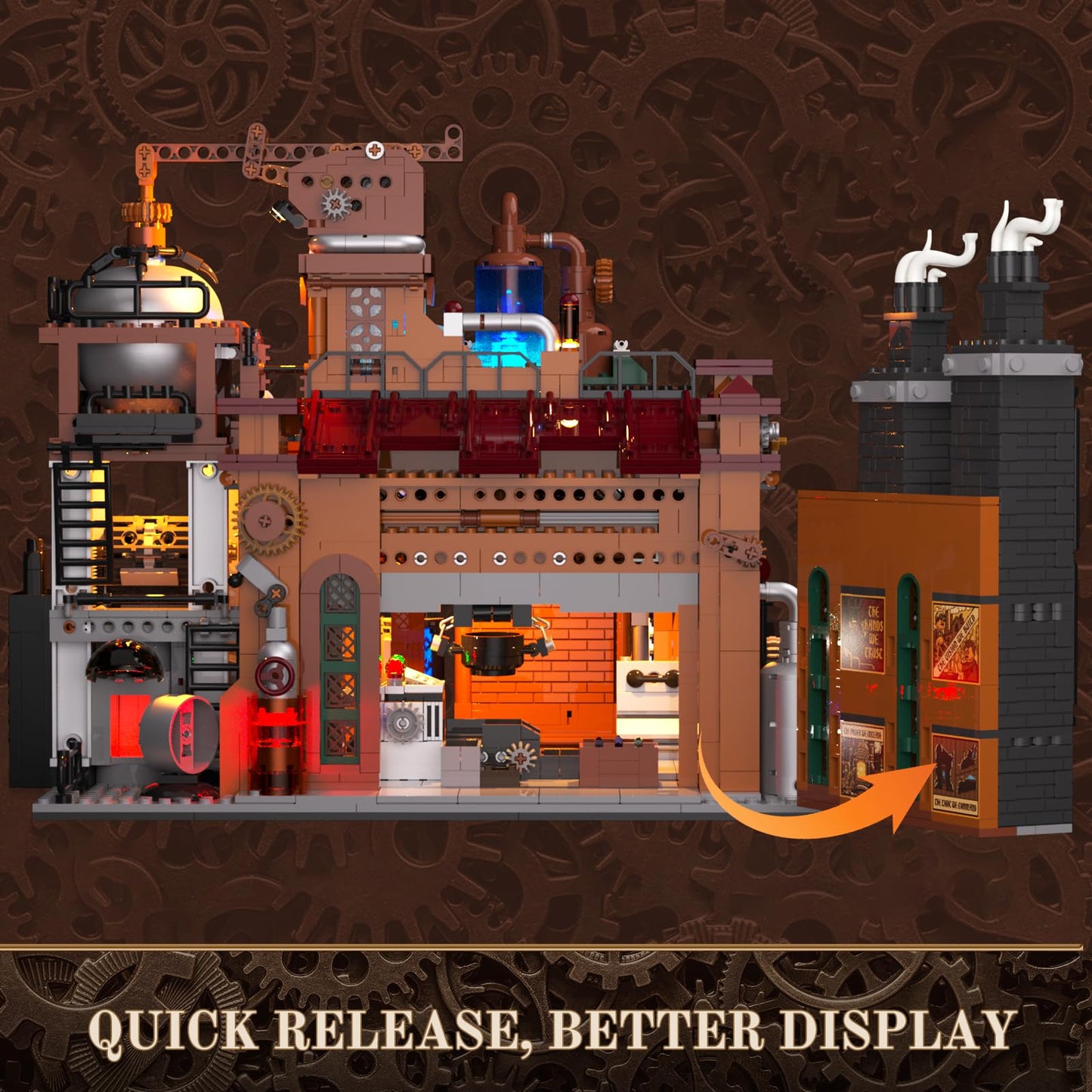 Lumibricks Steampunk Ore Factory Lighting Building-Bricks Set – 3138 Pcs Interactive Mechanical Display