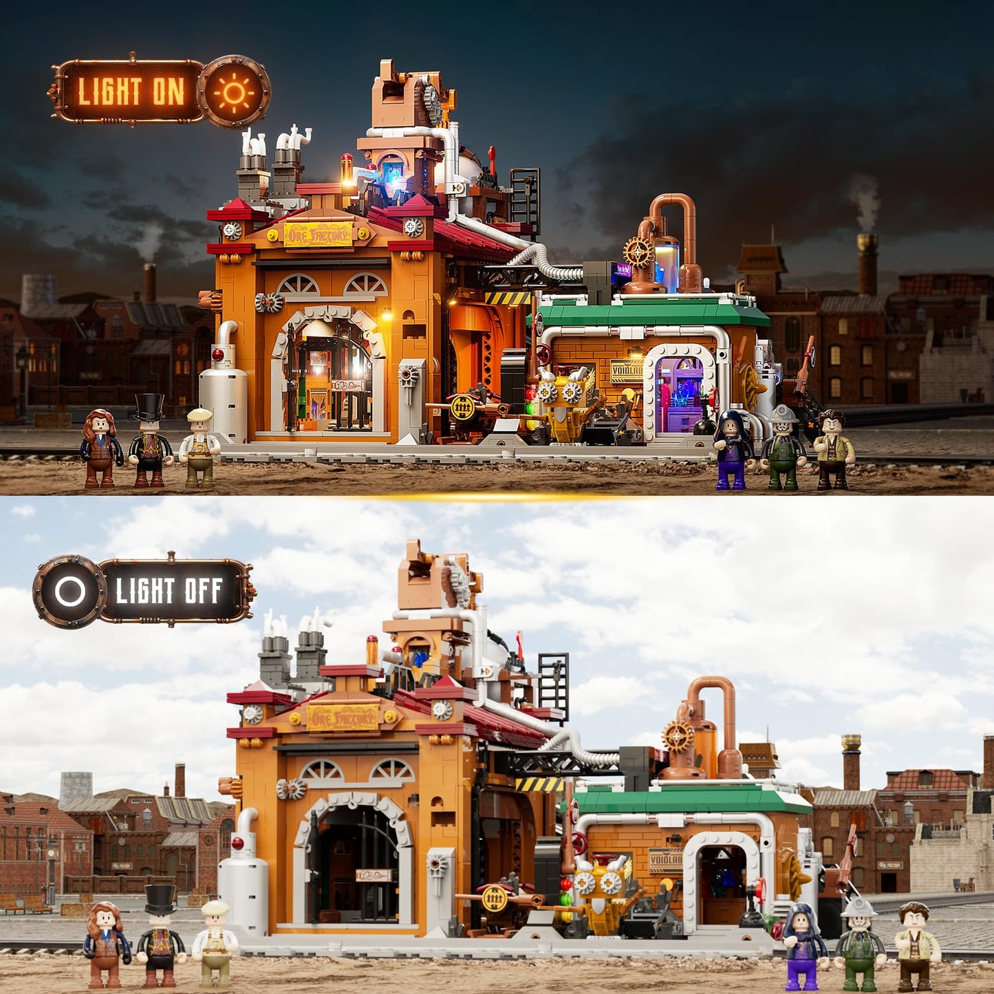 Lumibricks Steampunk Ore Factory Lighting Building-Bricks Set – 3138 Pcs Interactive Mechanical Display