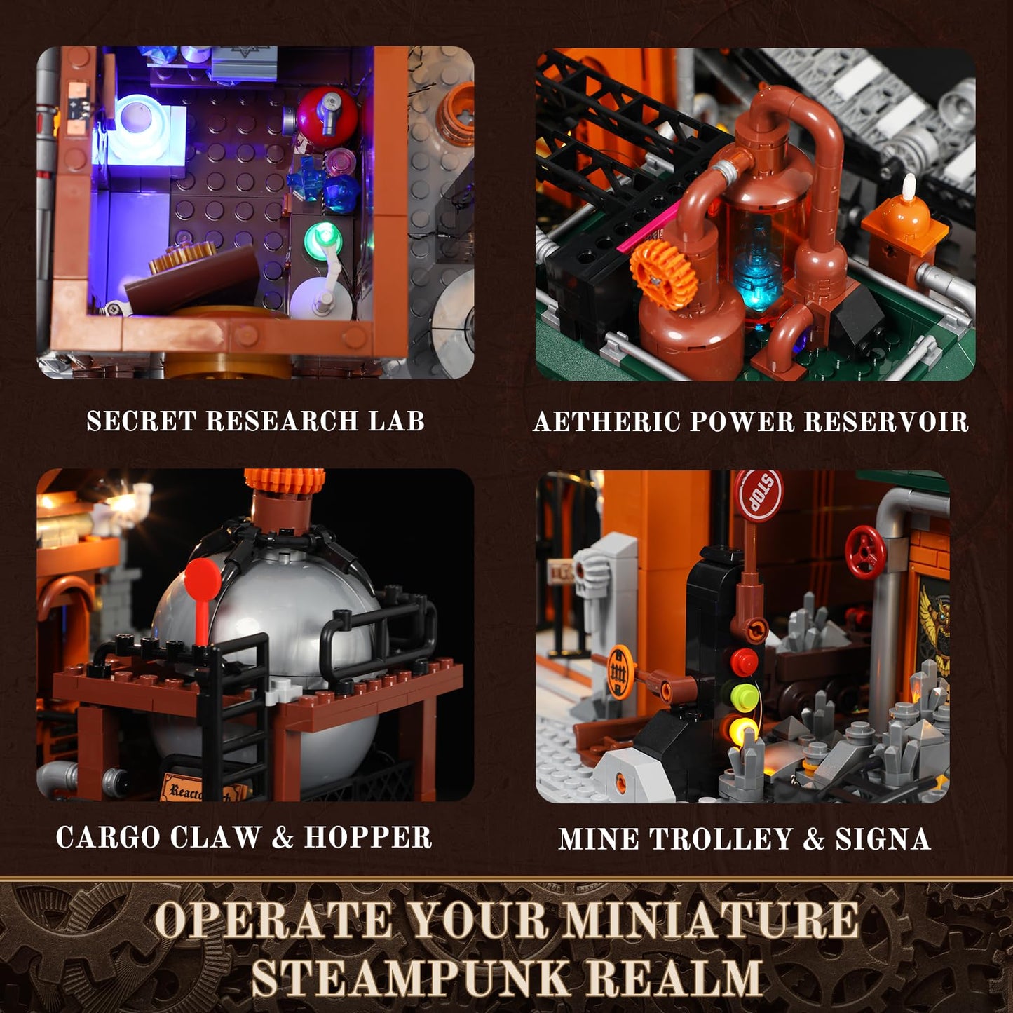 Lumibricks Steampunk Ore Factory Lighting Building-Bricks Set – 3138 Pcs Interactive Mechanical Display