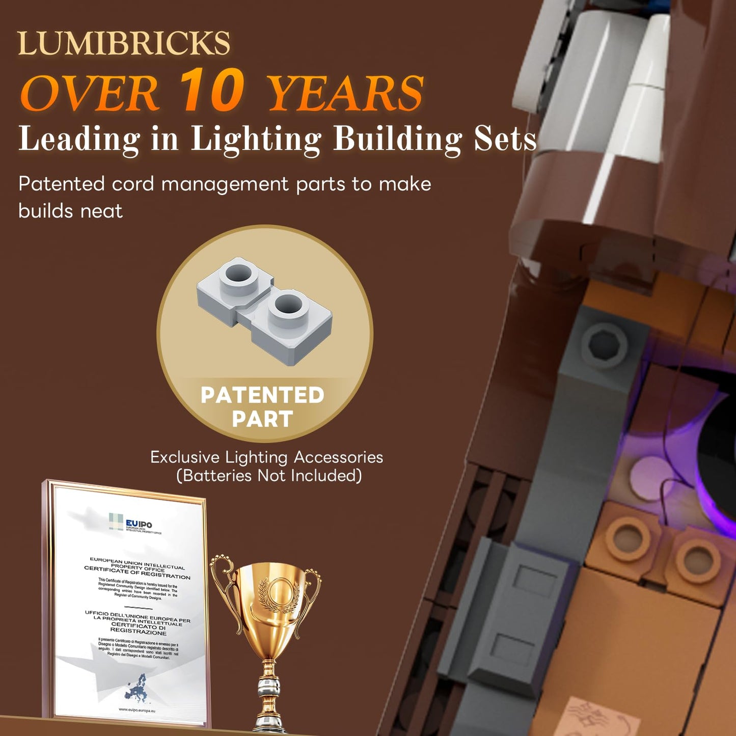 Lumibricks Steampunk Steamphant Lighting Building Bricks Set – Mammoth Model with Minifigures, 1055 Pcs
