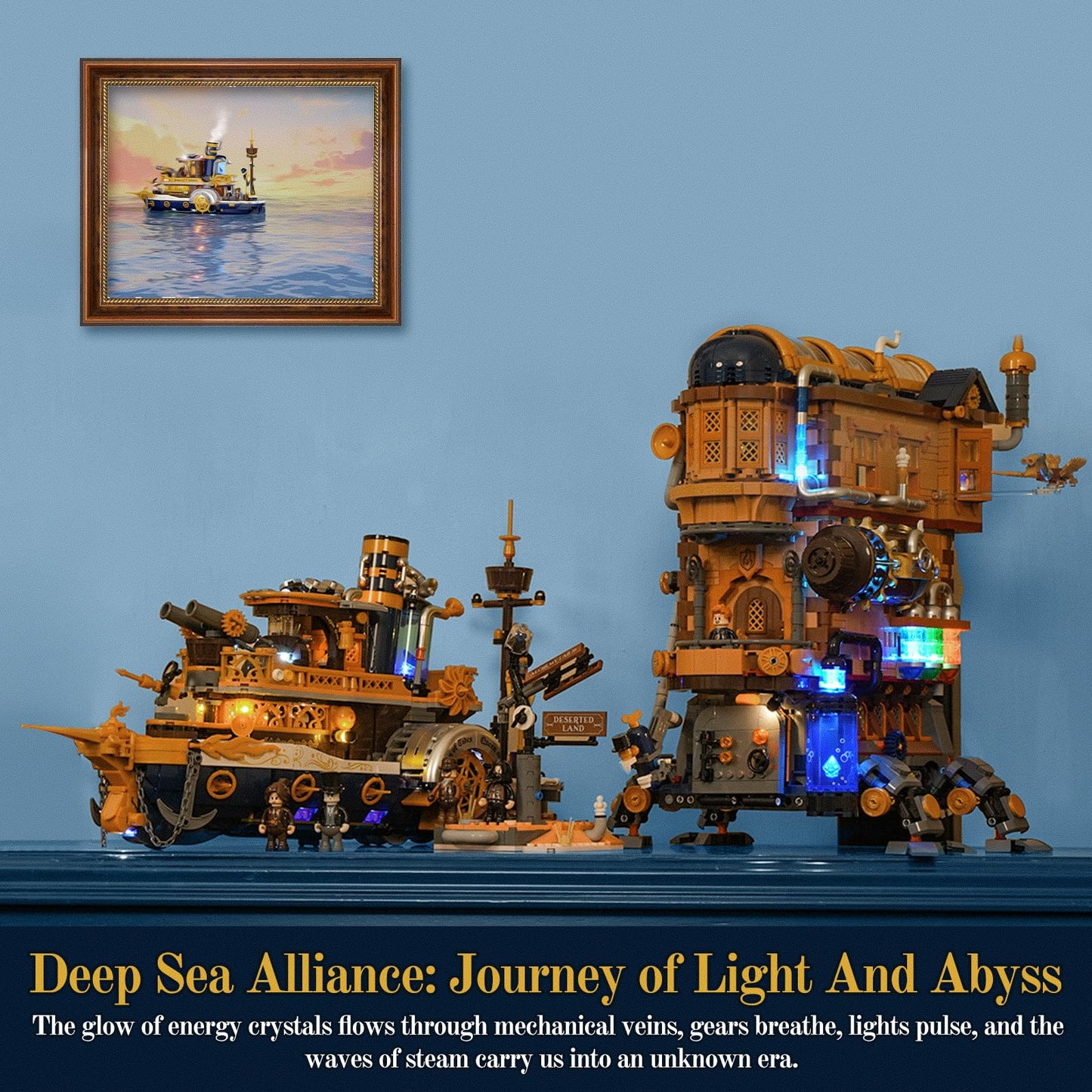 Lumibricks Steampunk Steamship Lighting Bricks Set — 1,792-Piece Pirate Ship Model with Minifigures