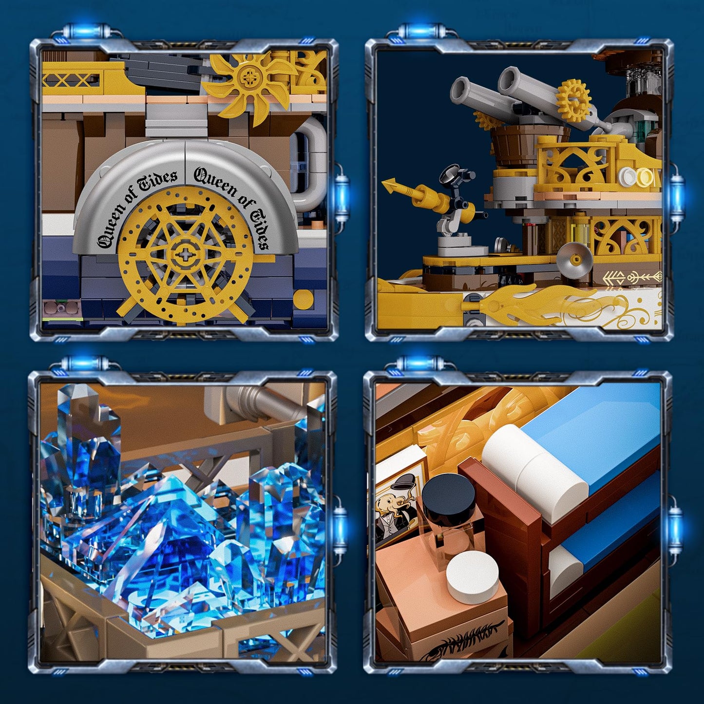 Lumibricks Steampunk Steamship Lighting Bricks Set — 1,792-Piece Pirate Ship Model with Minifigures