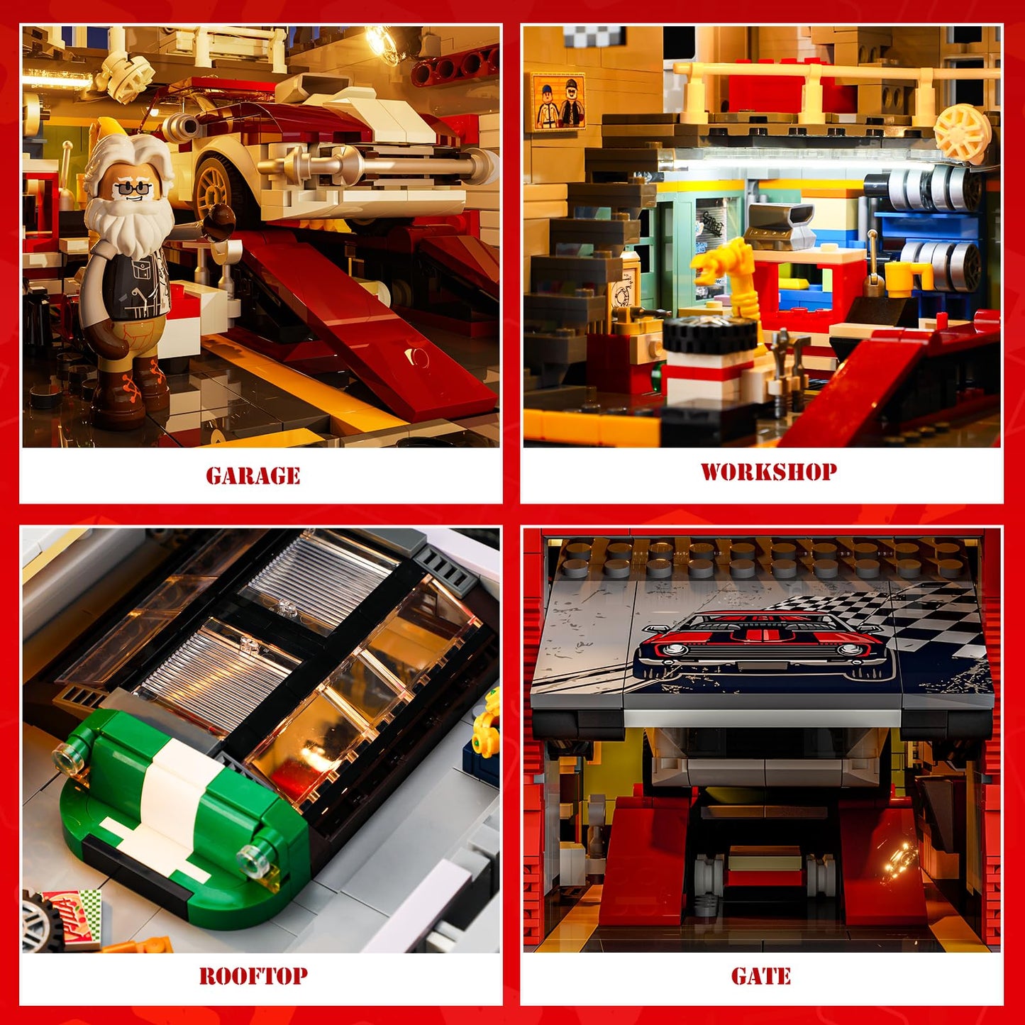 Lumibricks Street MOD Garage Lighting Building Bricks Set – Street Fusion City Car Modification Kit, 1935 Pcs