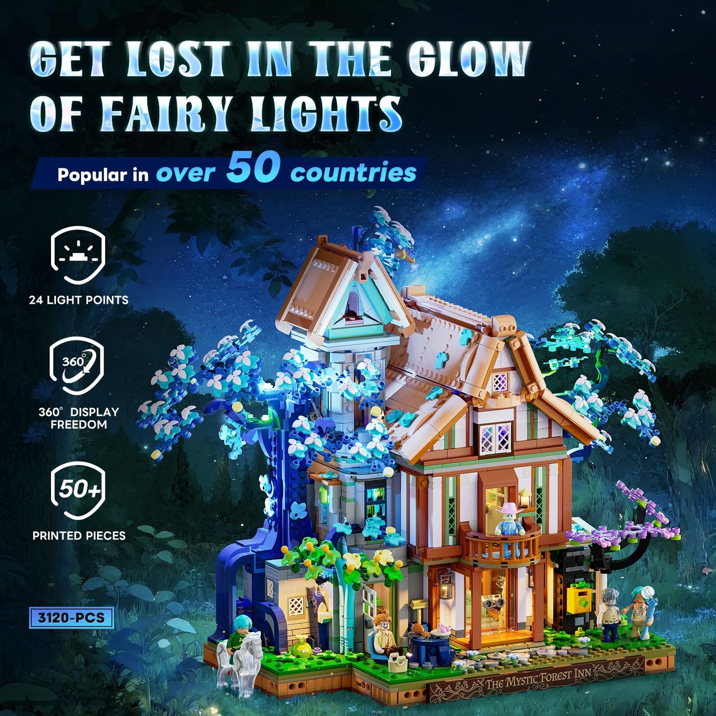 Lumibricks Sylvan-Inn Treehouse Lighting Building-Bricks Set – 3120 Pcs Elf Hotel Cabin Collection