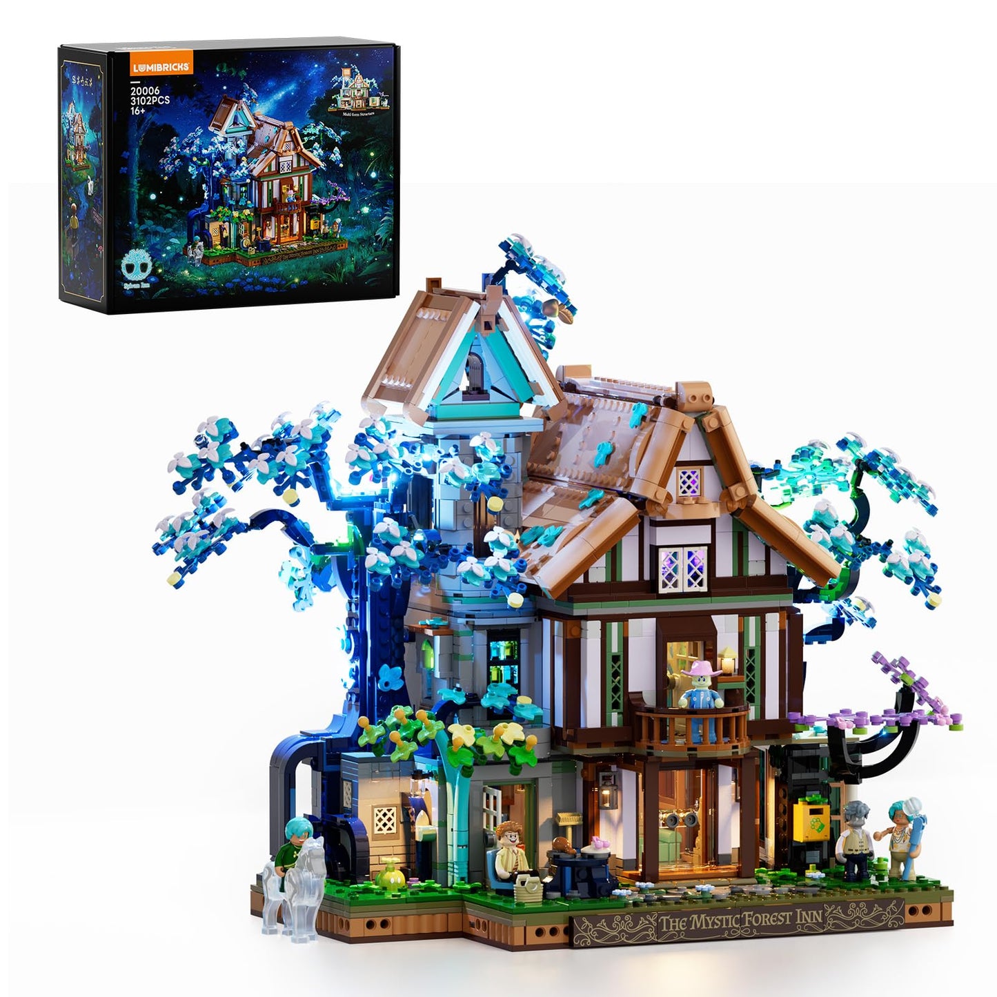 Lumibricks Sylvan-Inn Treehouse Lighting Building-Bricks Set – 3120 Pcs Elf Hotel Cabin Collection