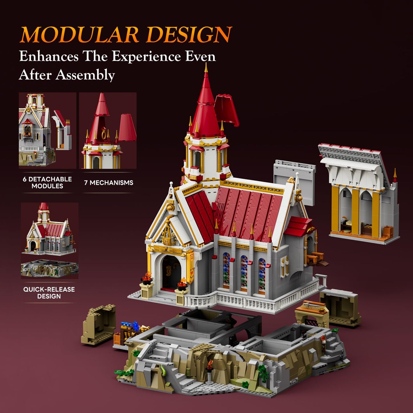 Lumibricks Medieval King's Castle Treasury Building Bricks Set – 3209 Pcs with LED Lighting
