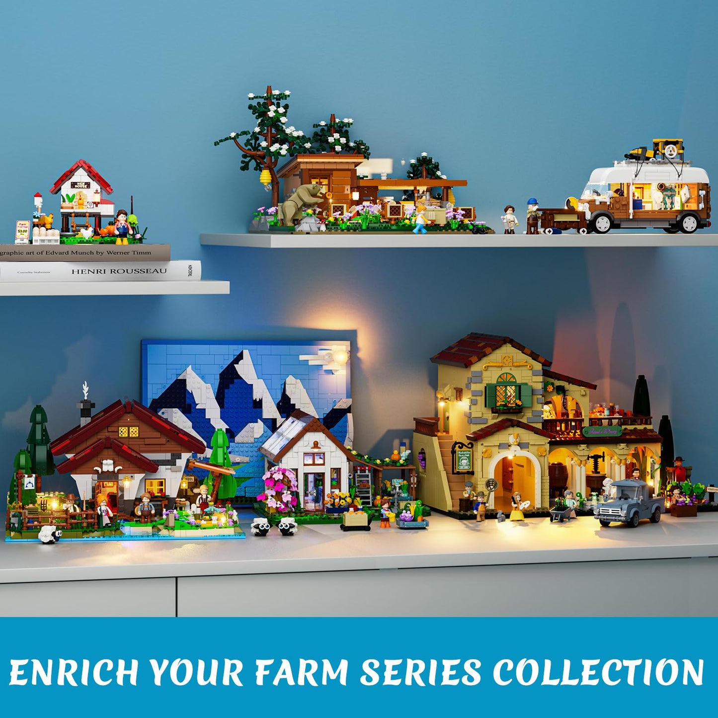 Lumibricks Farm Shepherd's-Cottage Lighting Building-Bricks Set | Alpine Sheep Farm LED Display (2265 Pcs)